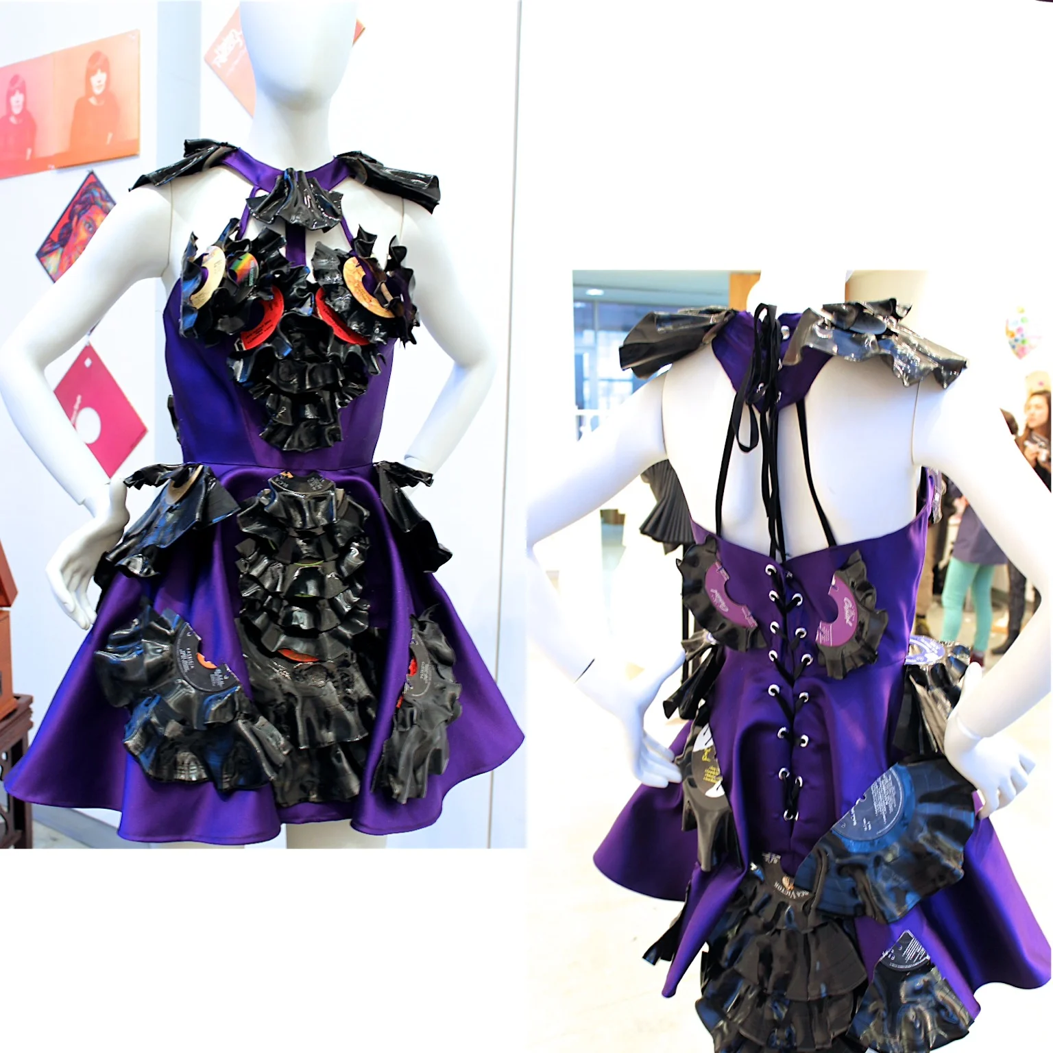Vinyl Record Dress by Lizzy Gee: not only combining ones taste for fashion and music to create a higher degree of style, but also combining art and function to create the concept of wearable music (finalist in the Pratt Fashion Materiality Competition 2015)