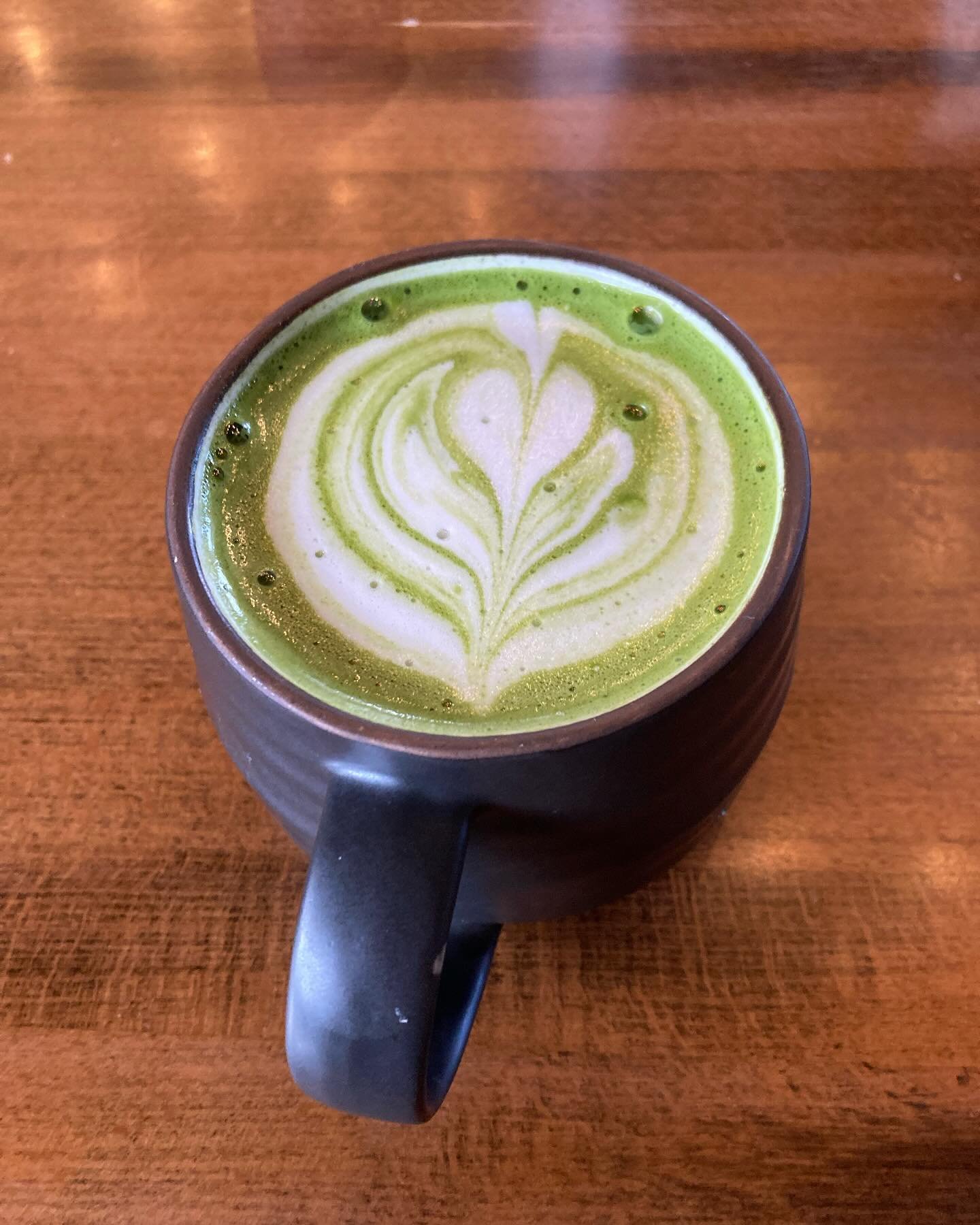 Beautiful Matcha Latte today at Long Story Cafe in Belleville, Illinois! #longstorycafe