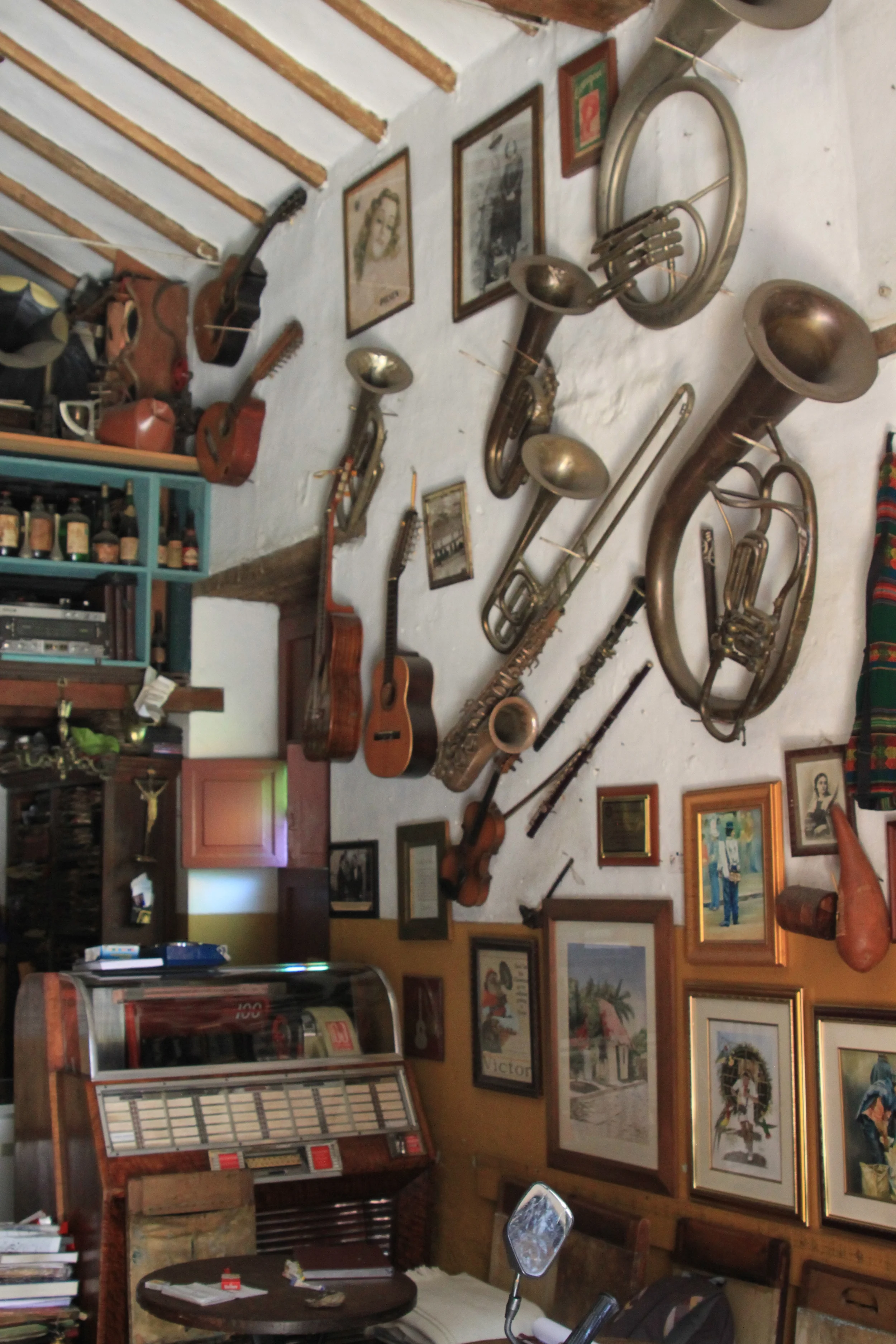 Stopping by an old music bar on the Colombian Street Food Tour.