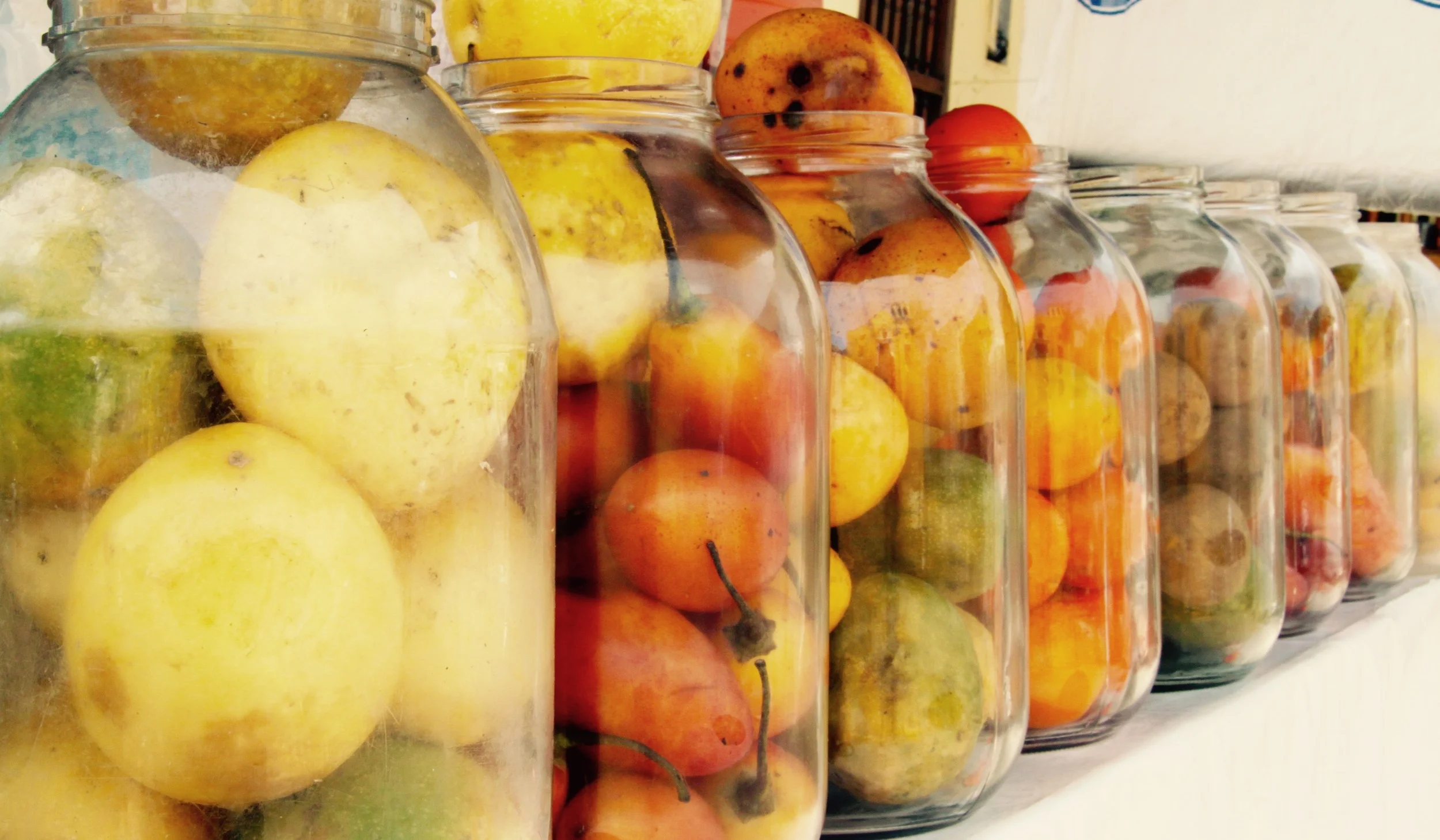 Fruits in jars.