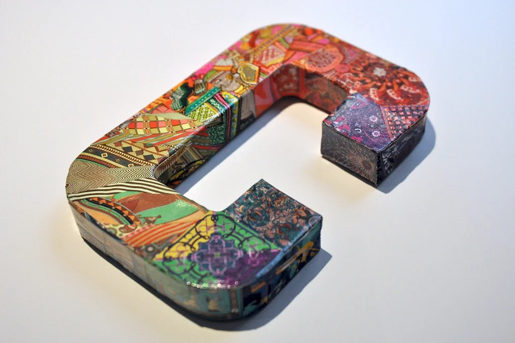 Decoupage letter C featuring designs of Hermès scarves| © Chavelli Tsui www.chavelli.com
