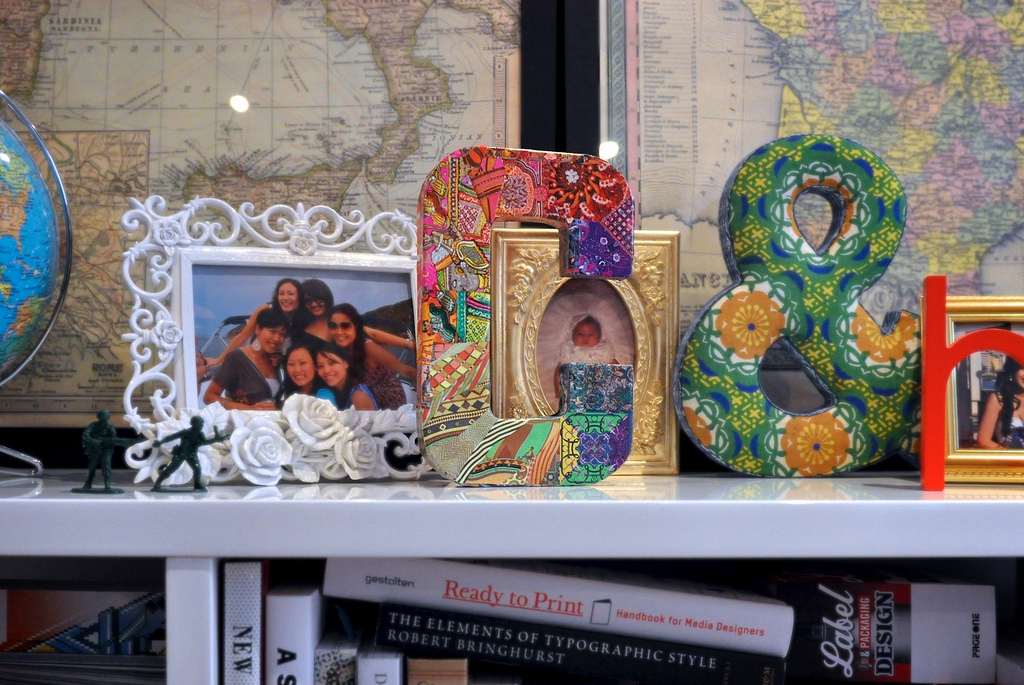 Decoupage letter C featuring designs of Hermès scarves| © Chavelli Tsui www.chavelli.com