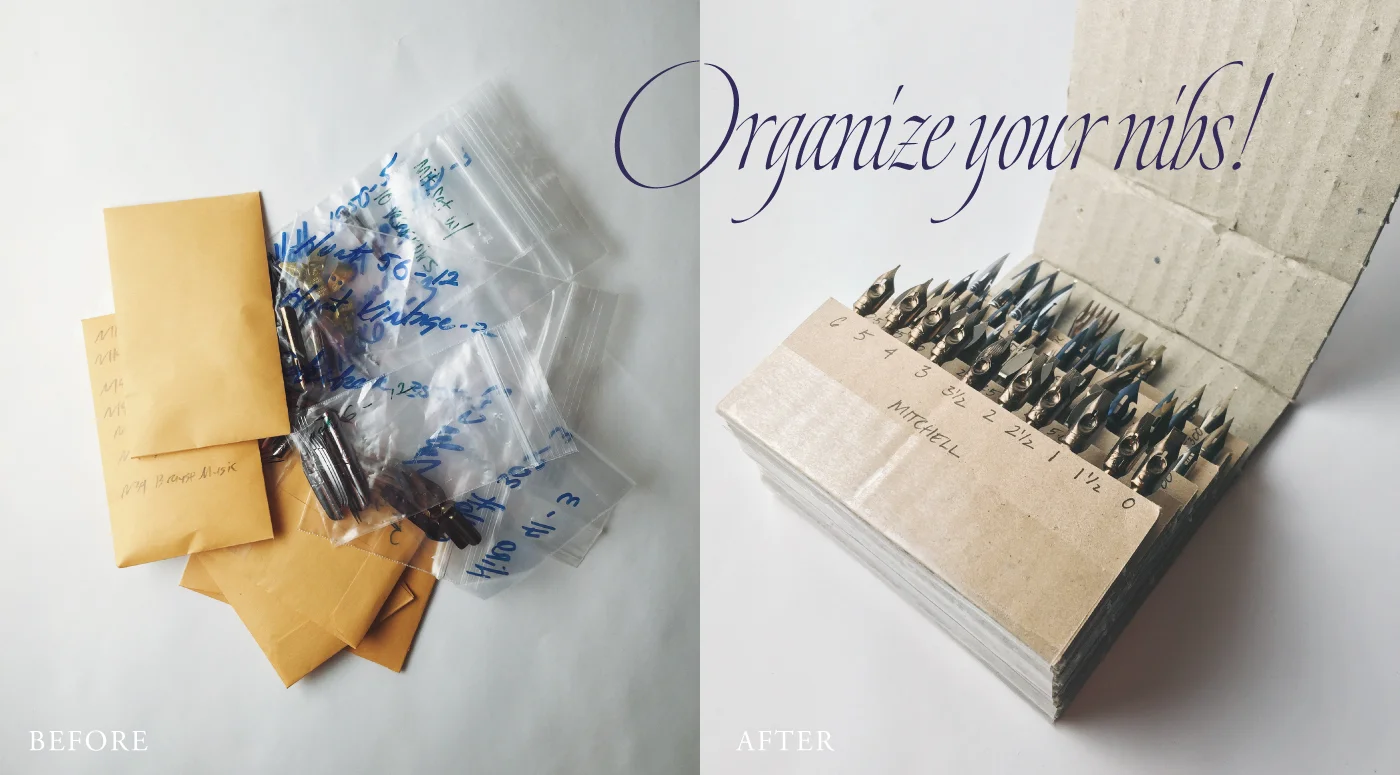 Instructions on using corrugated cardboard to create a calligraphy nib organizer | by www.chavelli.com