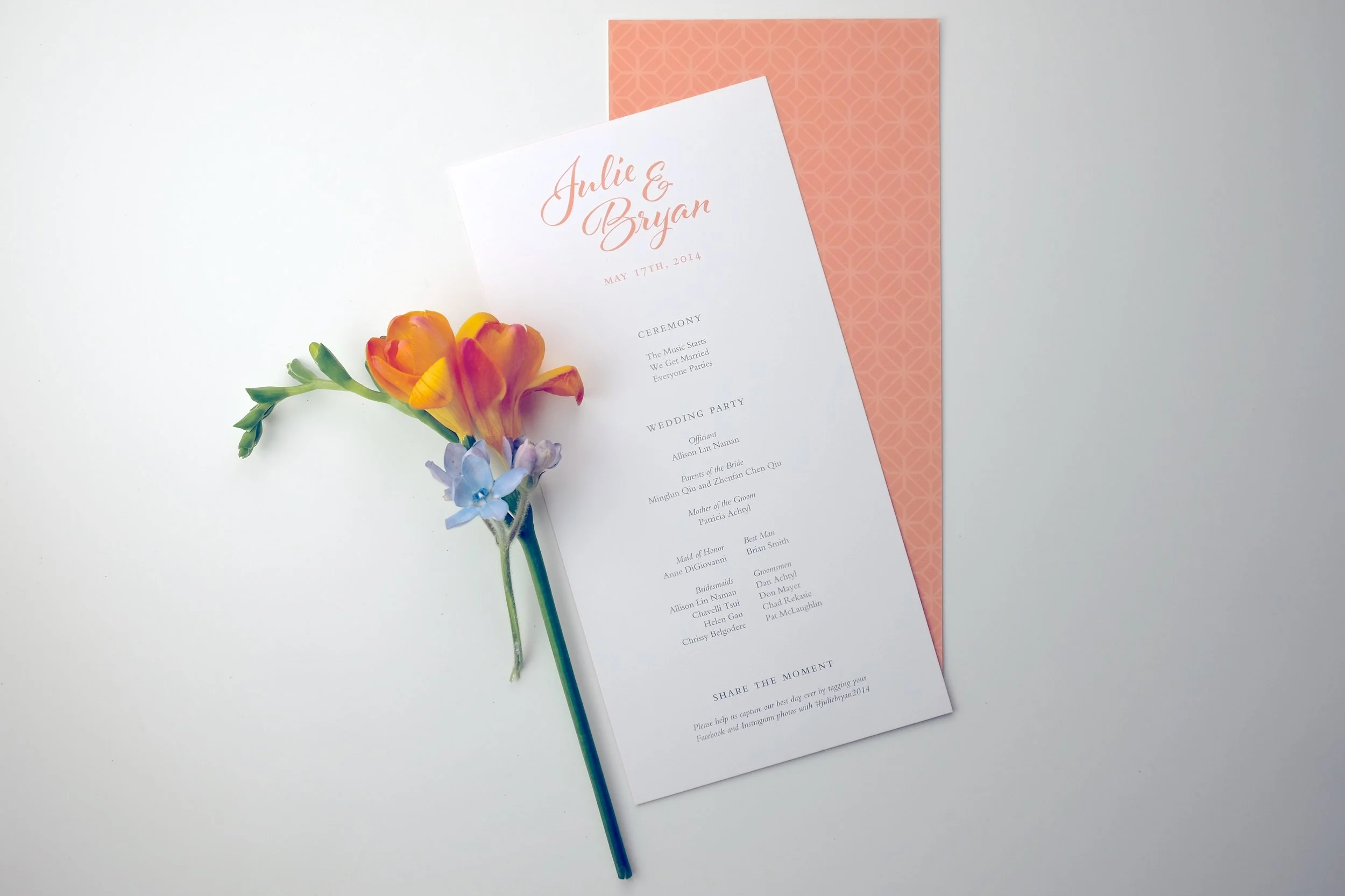 Custom designed wedding ceremony program by Studio Chavelli www.chavelli.com
