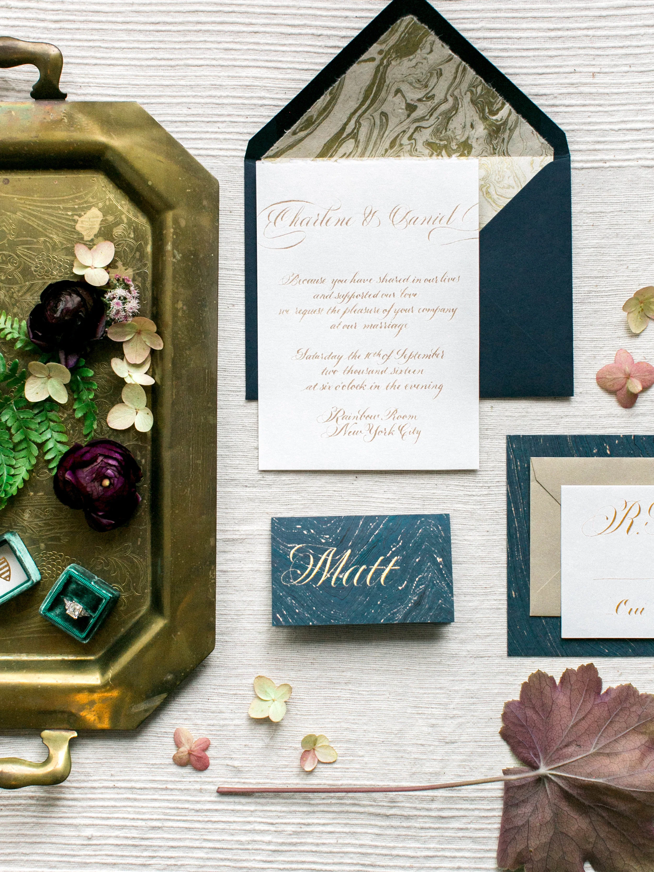 Emerald Green Wedding Styled Shoot | Calligraphy and Paperie by www.chavelli.com | Photography by www.jleephotos.com