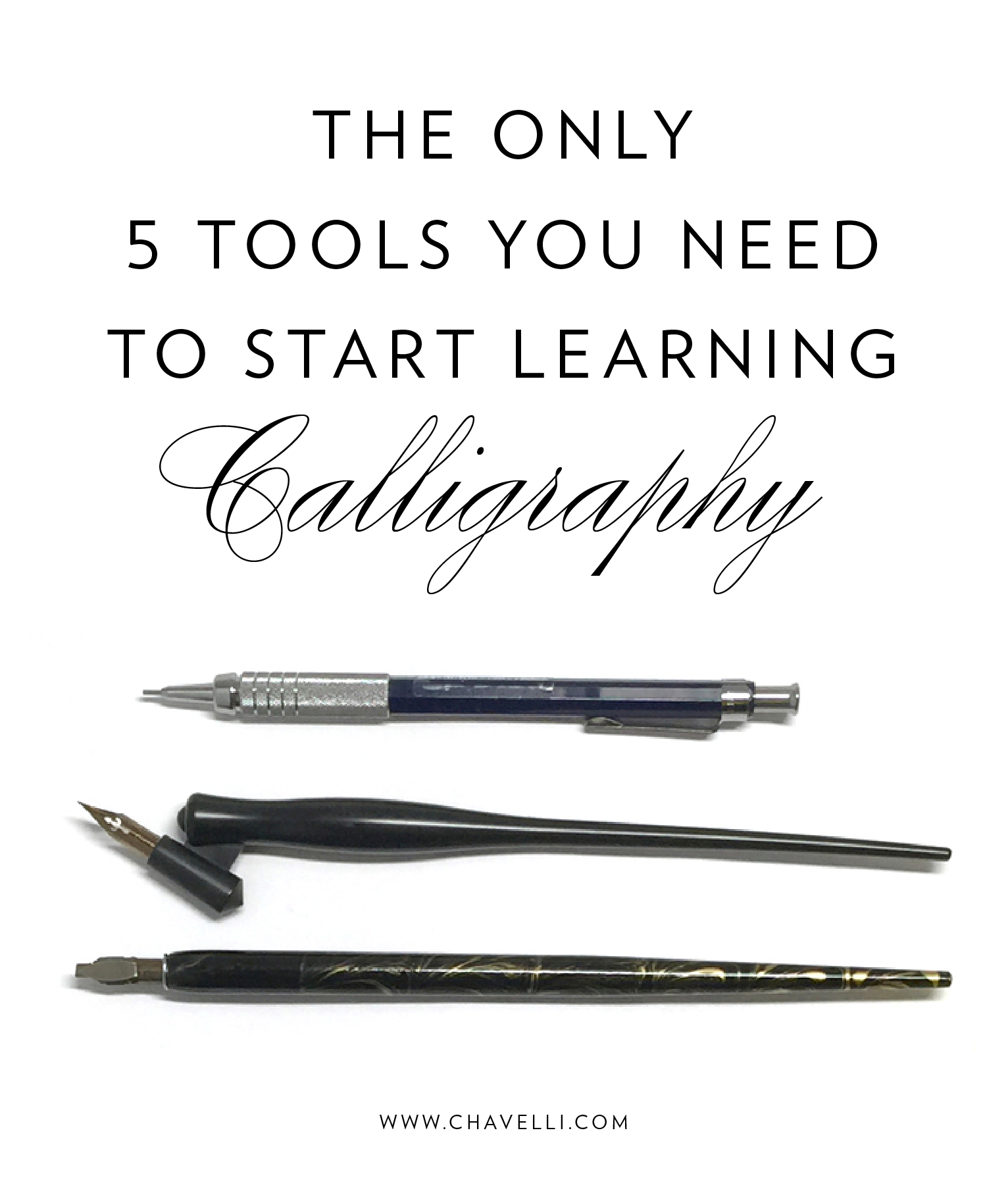 5 basic tools you need to get started learning calligraphy // www.chavelli.com