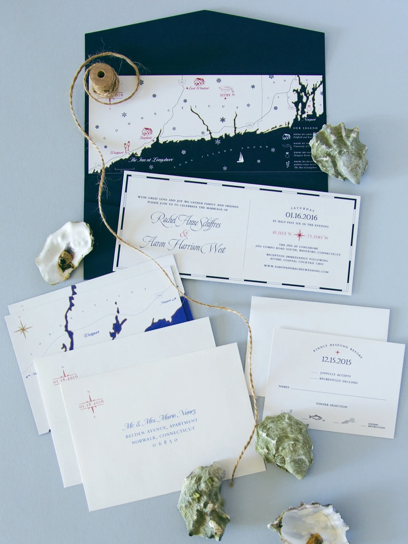 Nautical Wedding Invitation with Custom Map