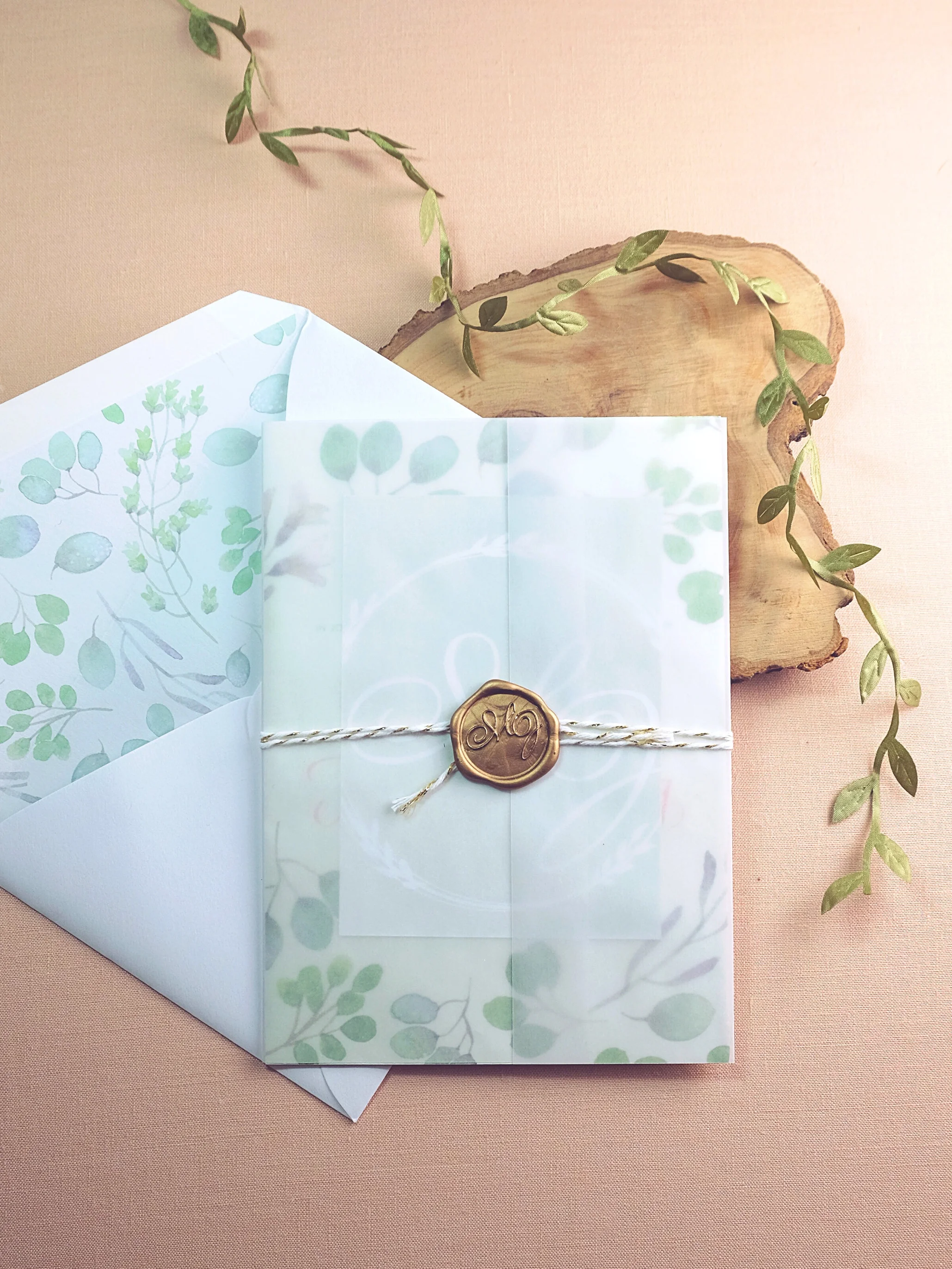 Watercolor Foliage Wedding Invitation