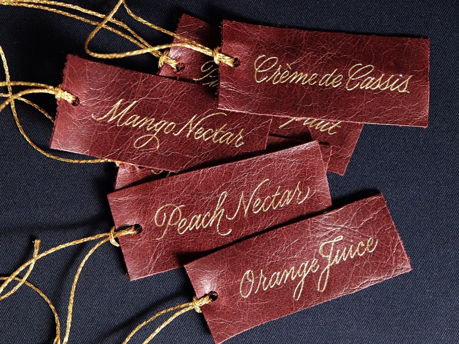 Leather Calligraphy Labels with Gold Foil
