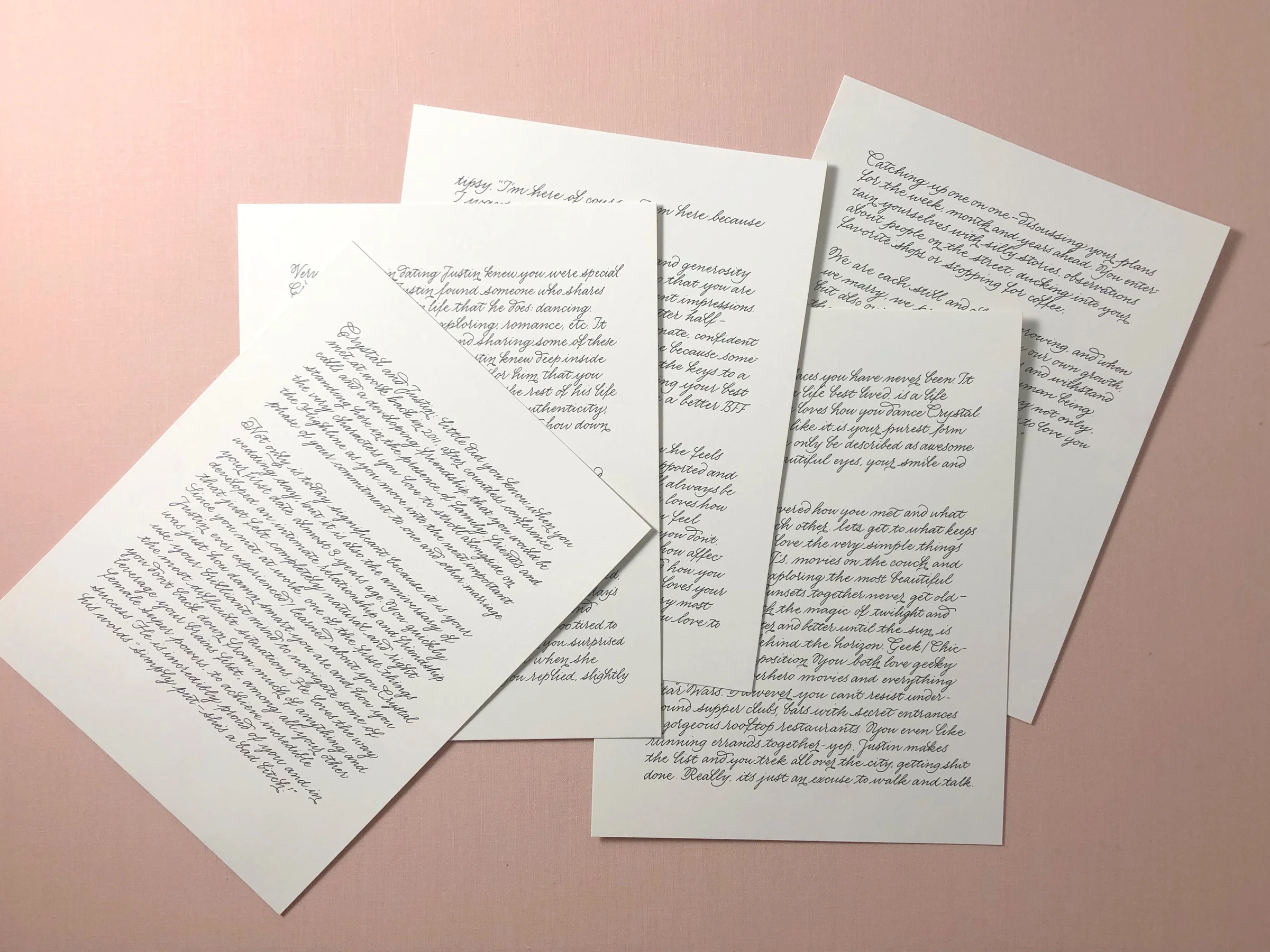 Commemorating a best man’s wedding speech in a simple but elegant monoline script // calligraphy by www.chavelli.com