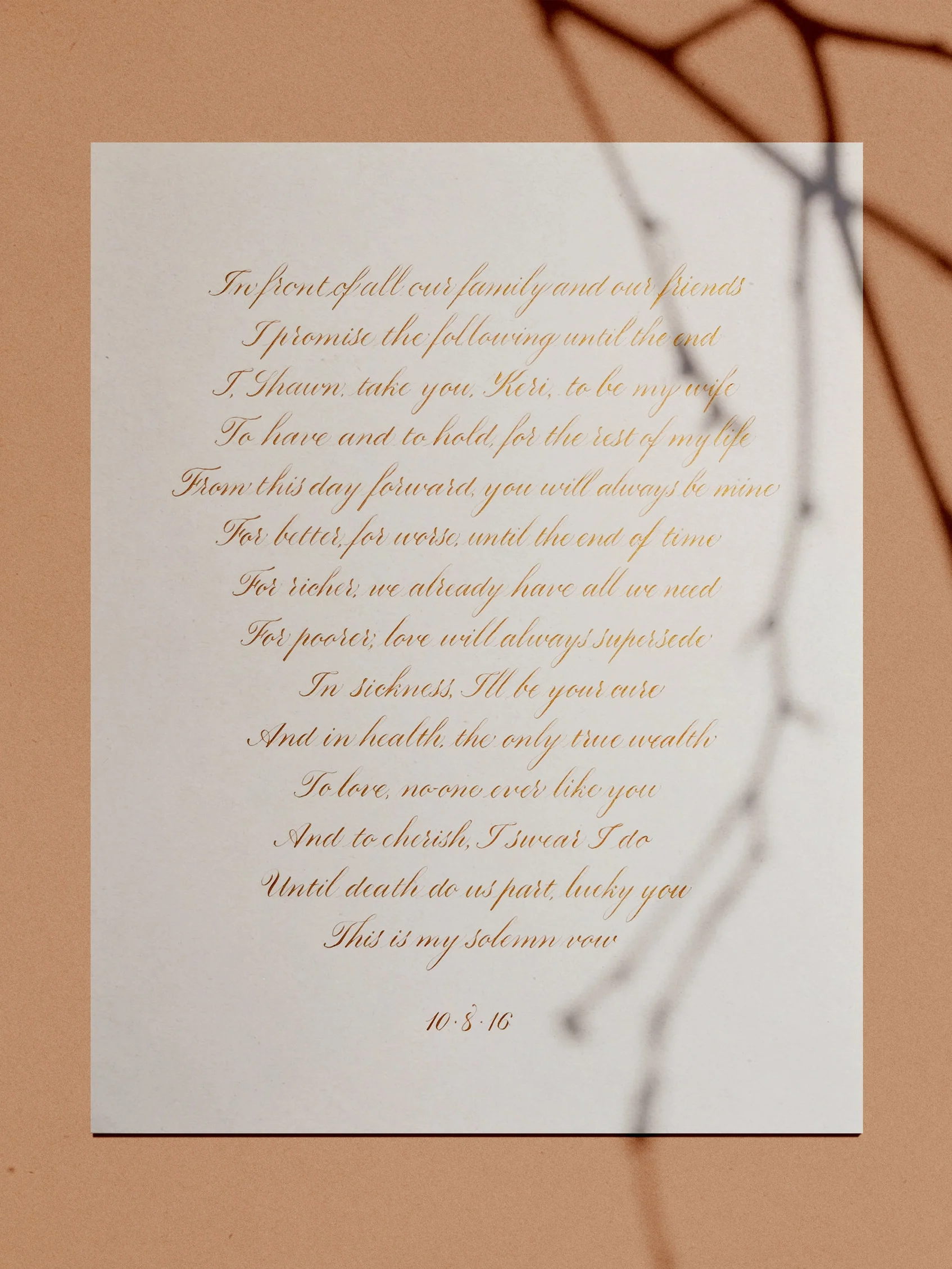 Calligraphy Wedding Vows // by Chavelli www.chavelli.com