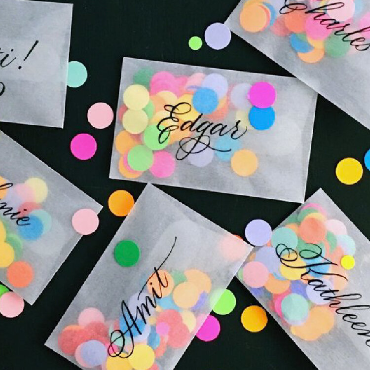 Wedding Event Place Cards : Confetti envelopes!