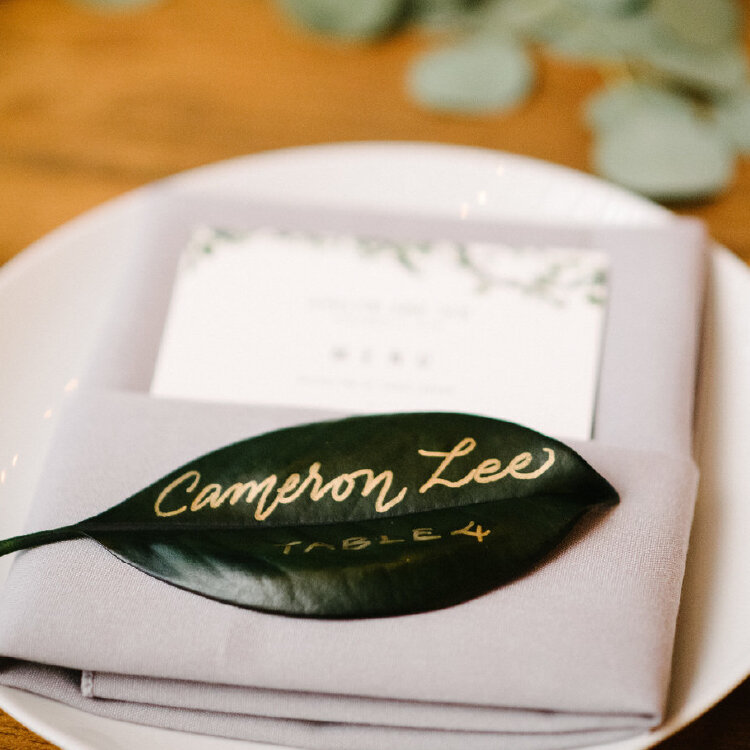 Magnolia Leaf Wedding Place Cards 