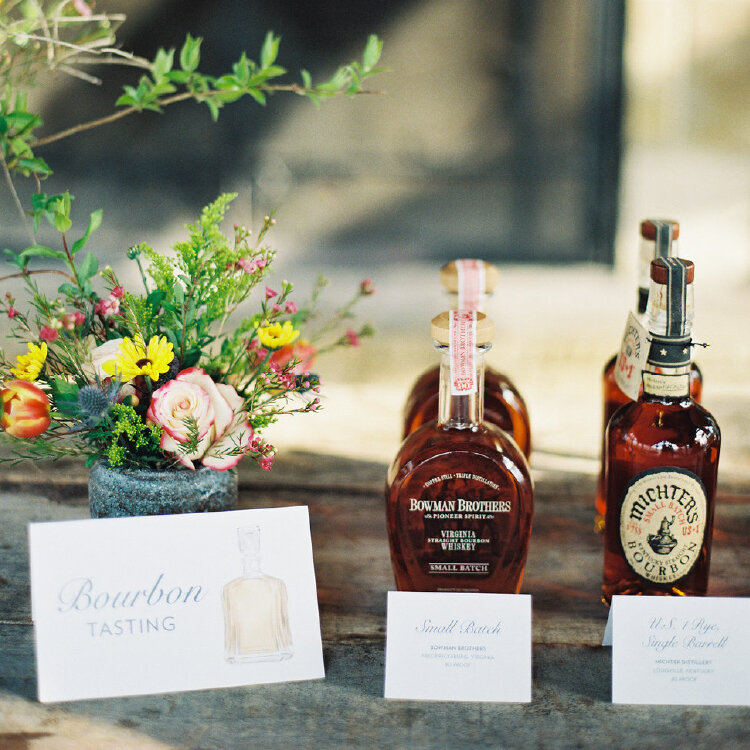 Wedding Sign : Bourbon Tasting Labels with Custom Illustrations