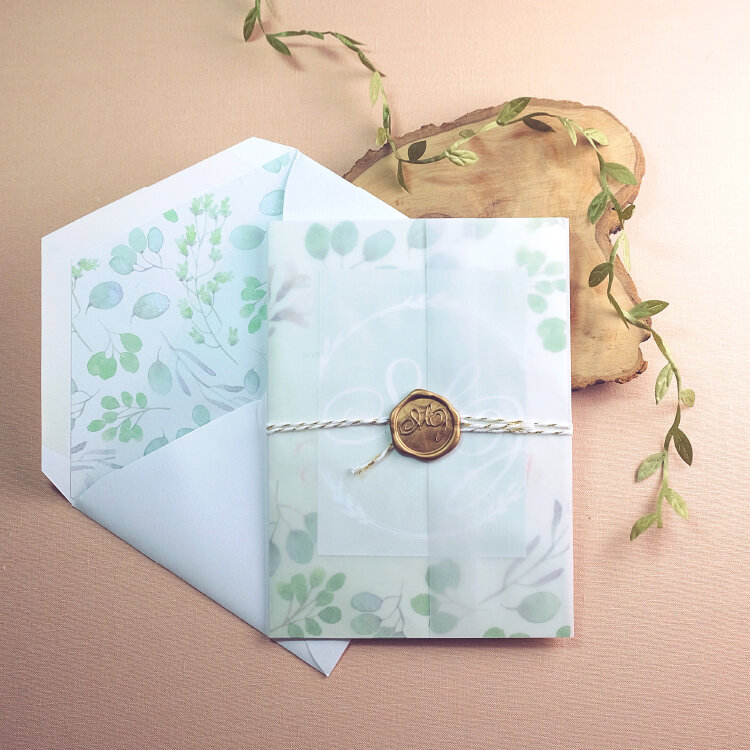 Watercolor Foliage Filled Wedding Invitation