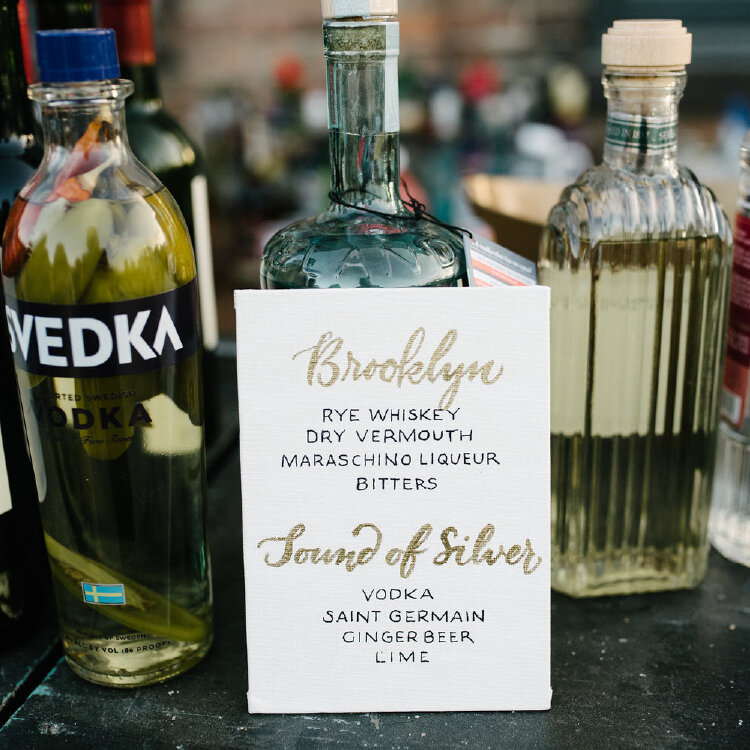 Hand-written Wedding Cocktail Bar Menu Sign