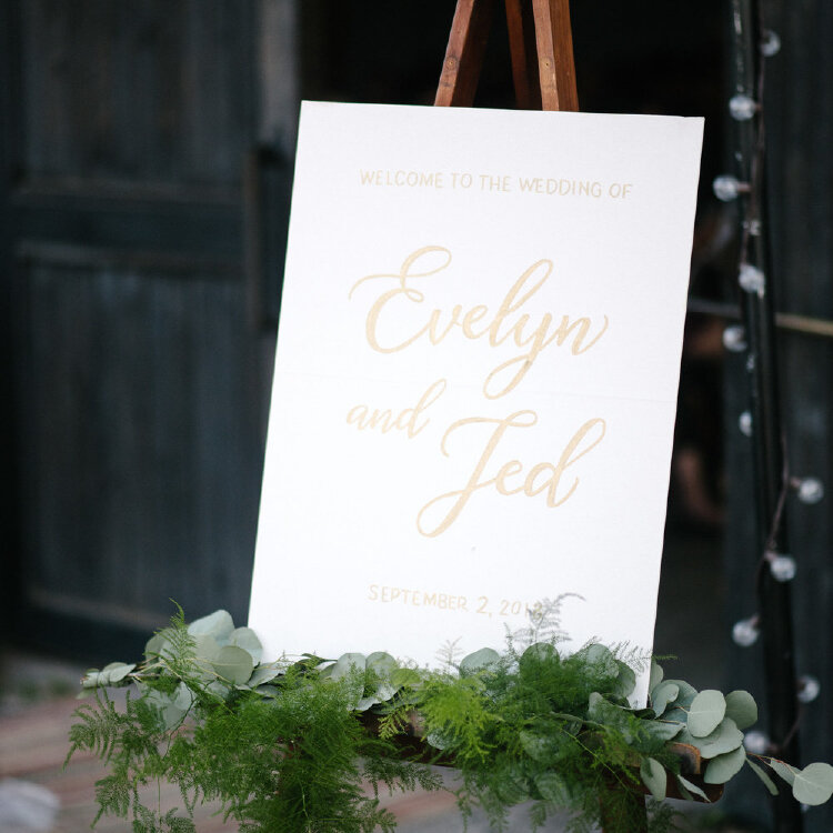 Hand-Lettered Wedding Sign on Canvas