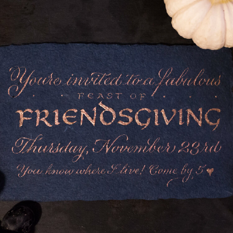 Friendsgiving Event Calligraphy Invitation Layout Design