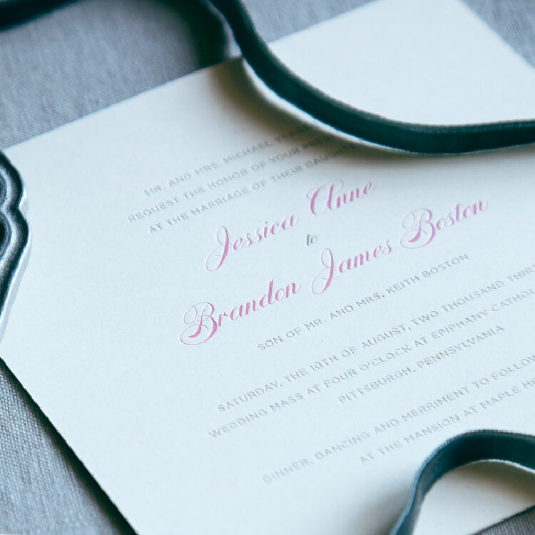 Modern Square Letterpress Wedding Invitation Design