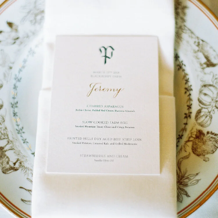 Wedding Menu with Guest Name in Calligraphy