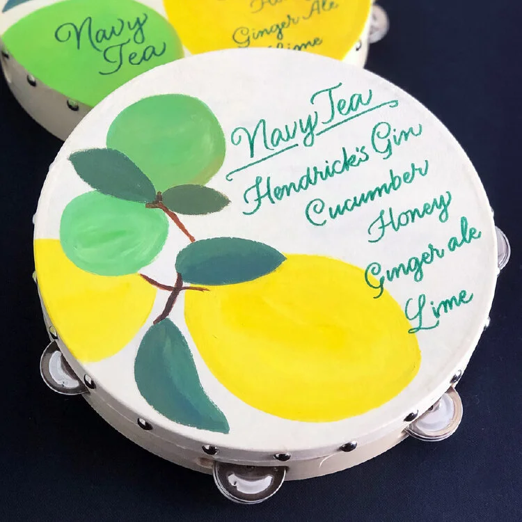 Hand-Painted Tambourine Menus
