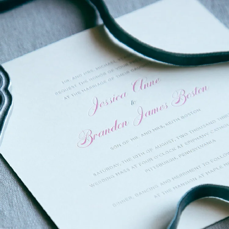 Modern Square Letterpress Wedding Invitation