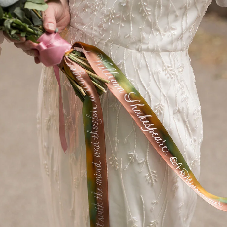 Bridal Bouquet Silk Ribbon Calligraphy