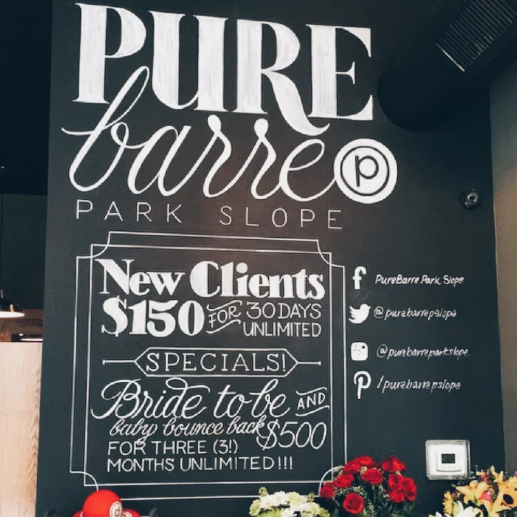 Custom Chalkboard for Pure Barre Park Slope