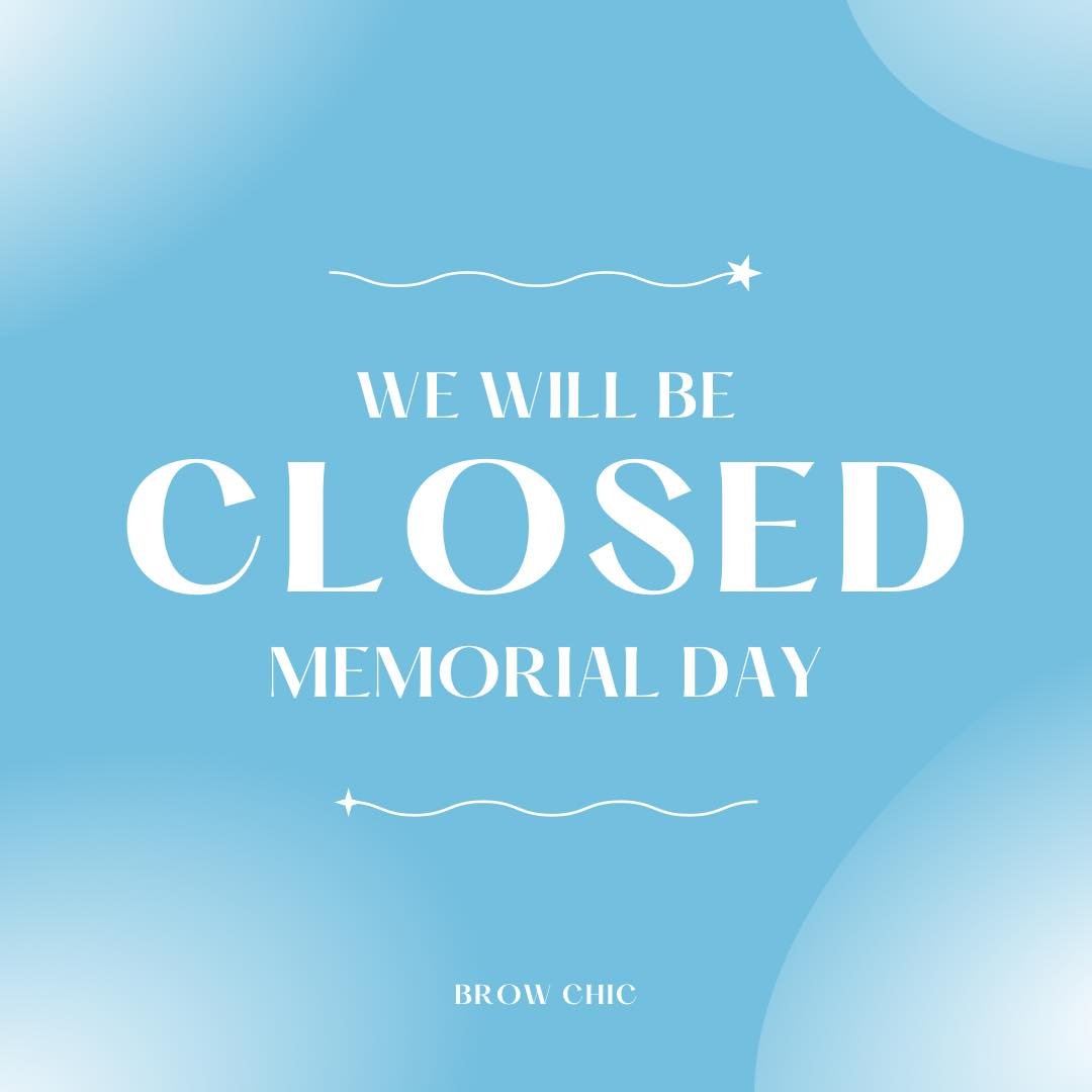 We will be closed today for Memorial Day! Back to regular hours Tuesday 9-7! 🌷
