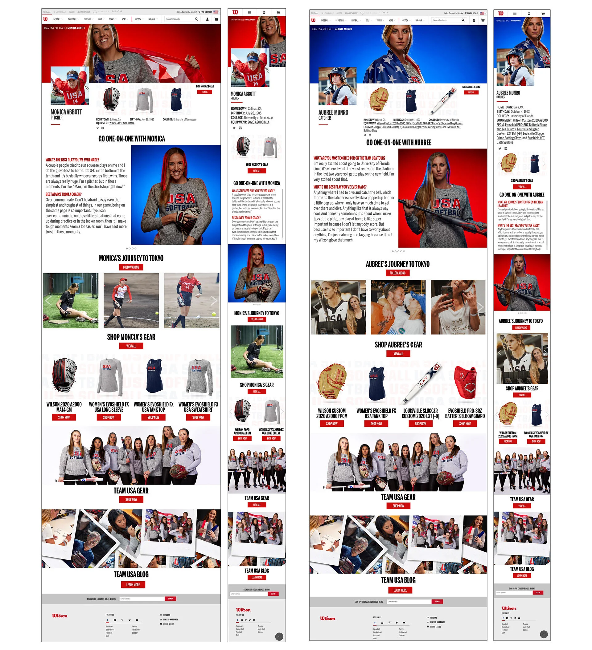 Player Page Wireframes