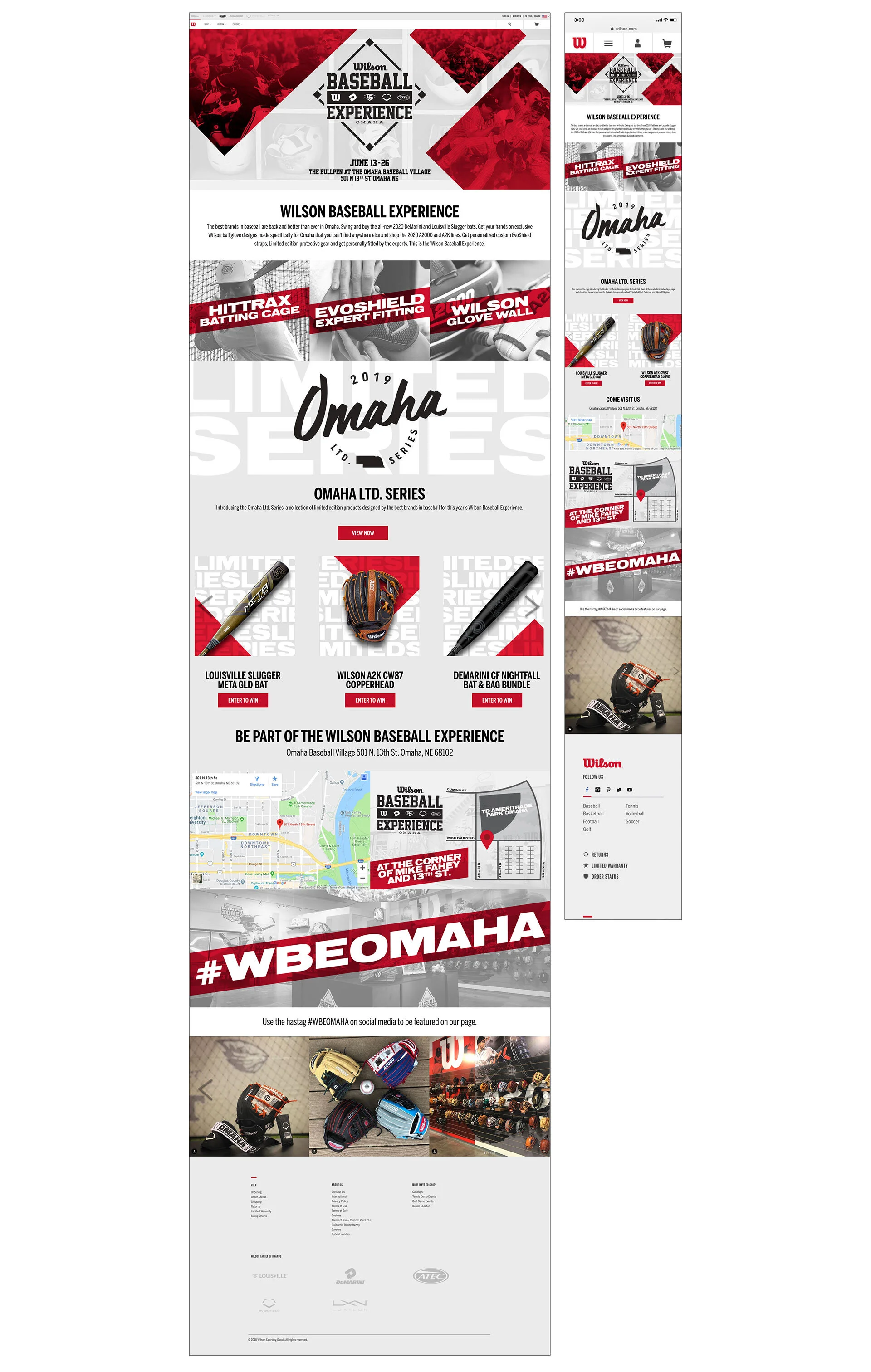 Wilson Baseball Experience Wireframes