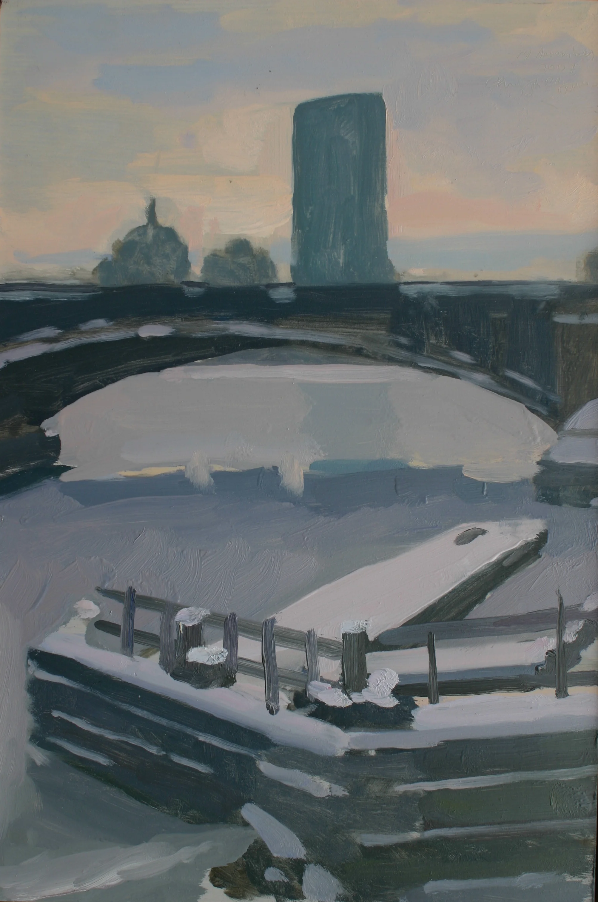 First Snow, oil on panel, 18 x 12