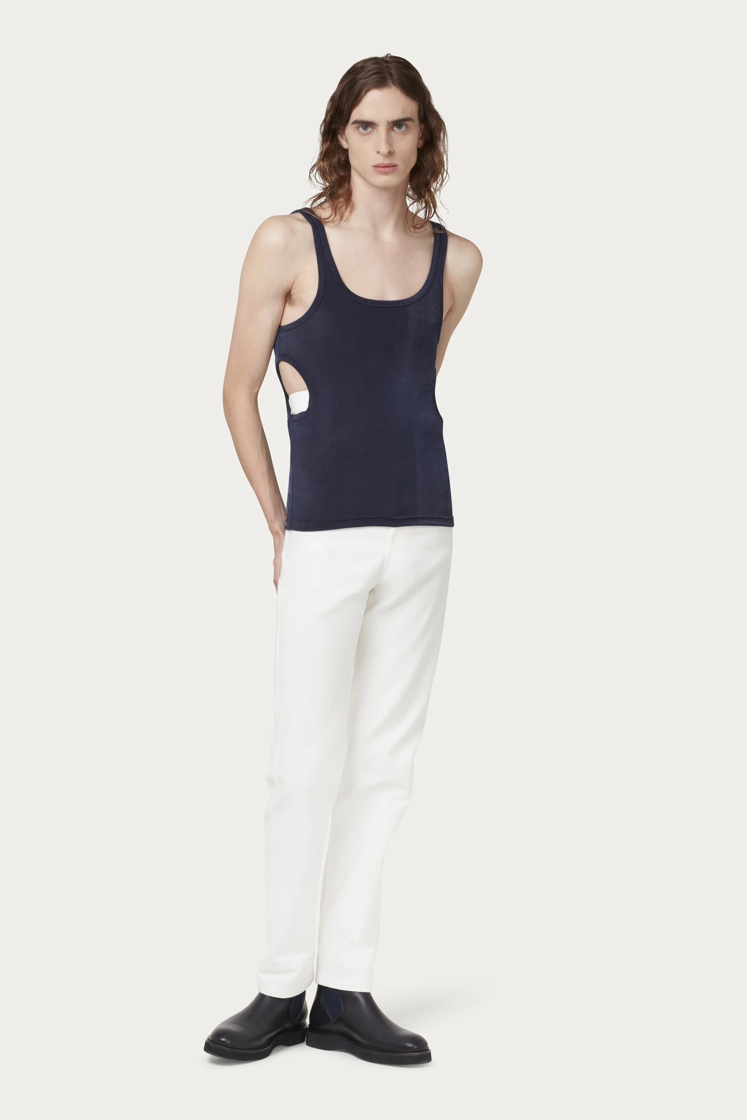 TANK TOP WITH CUT OUTS IN BLUE