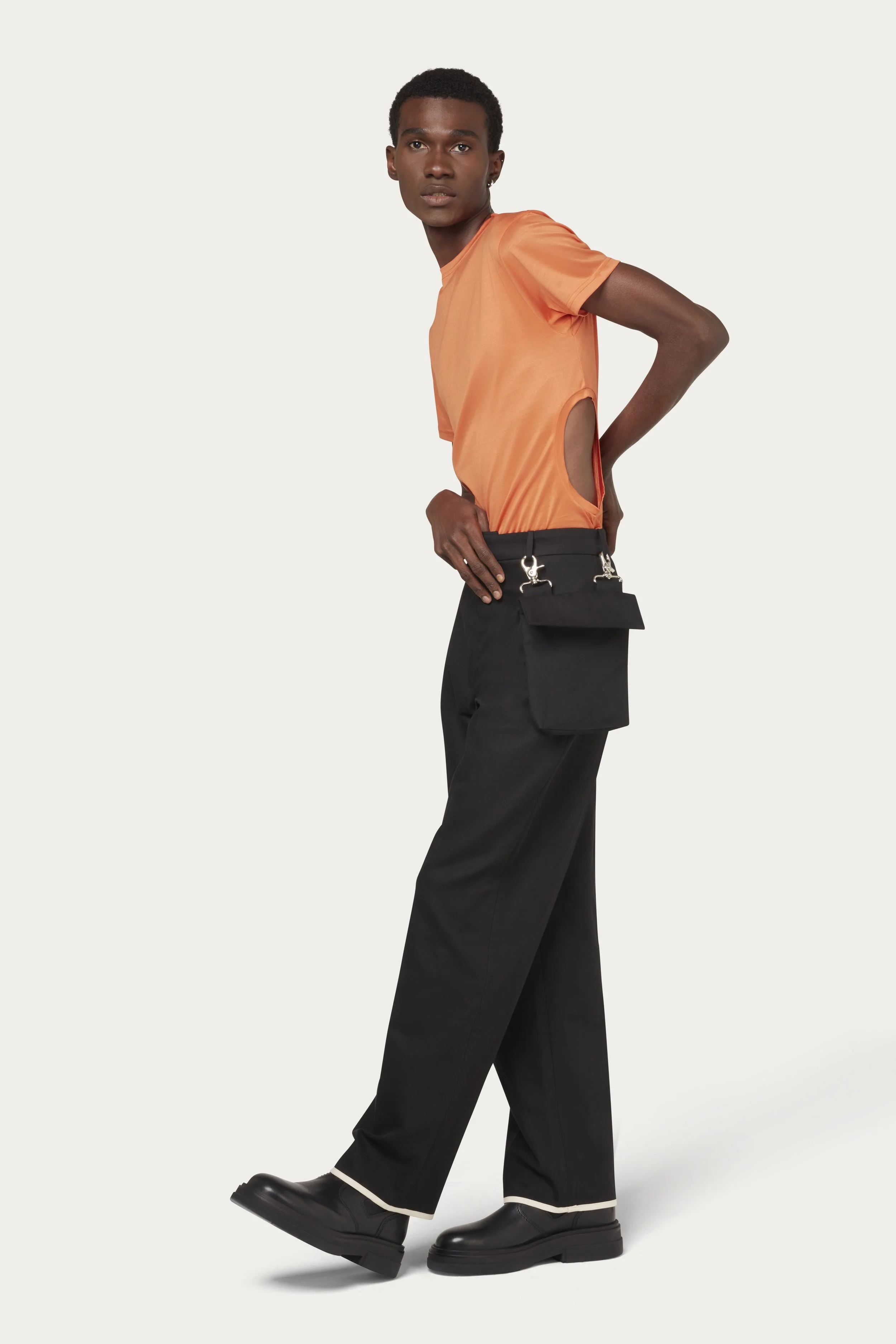 T-Shirt with Cut Outs In Orange
