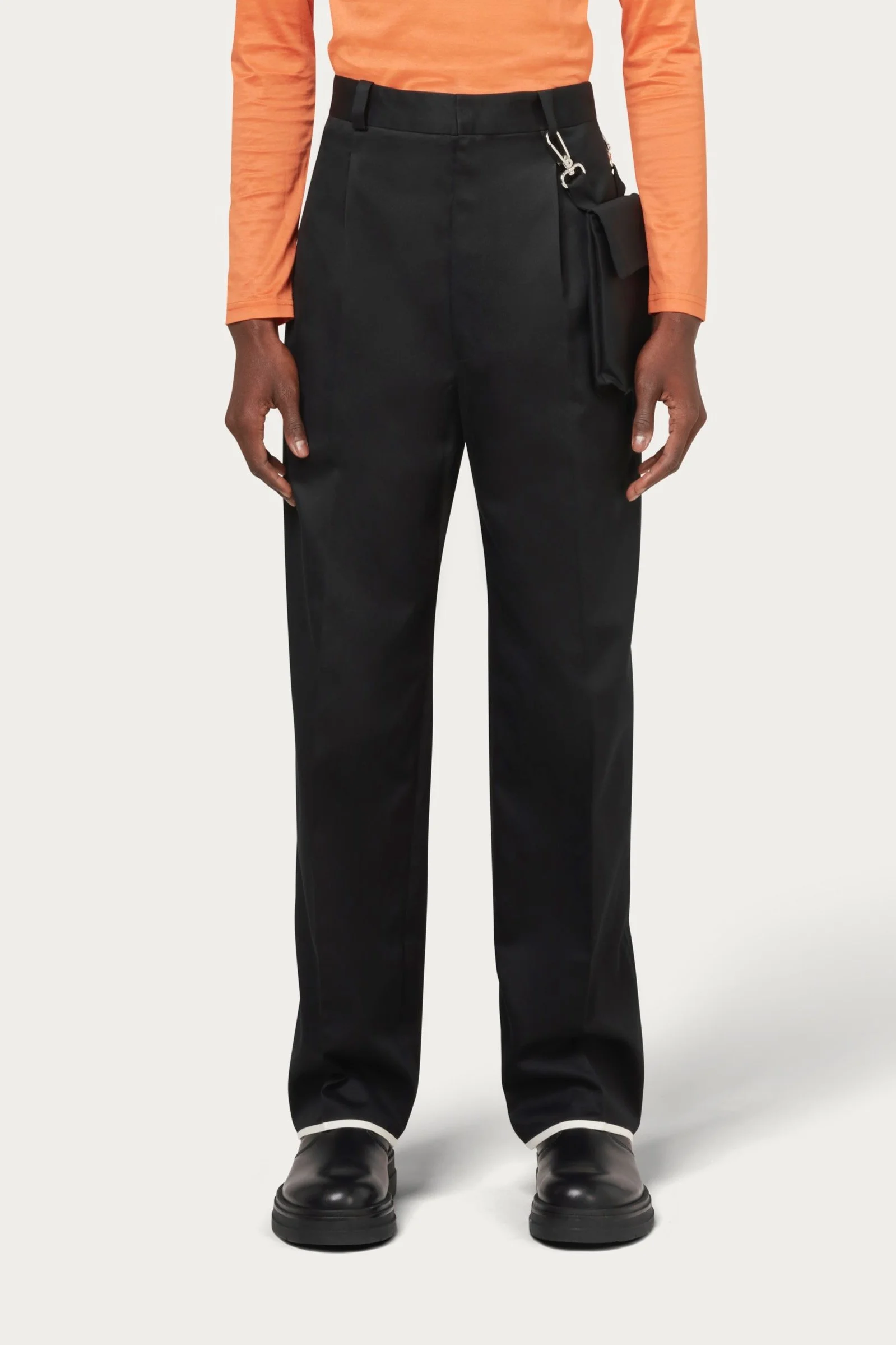 Trousers With Detachable Pocket In Black