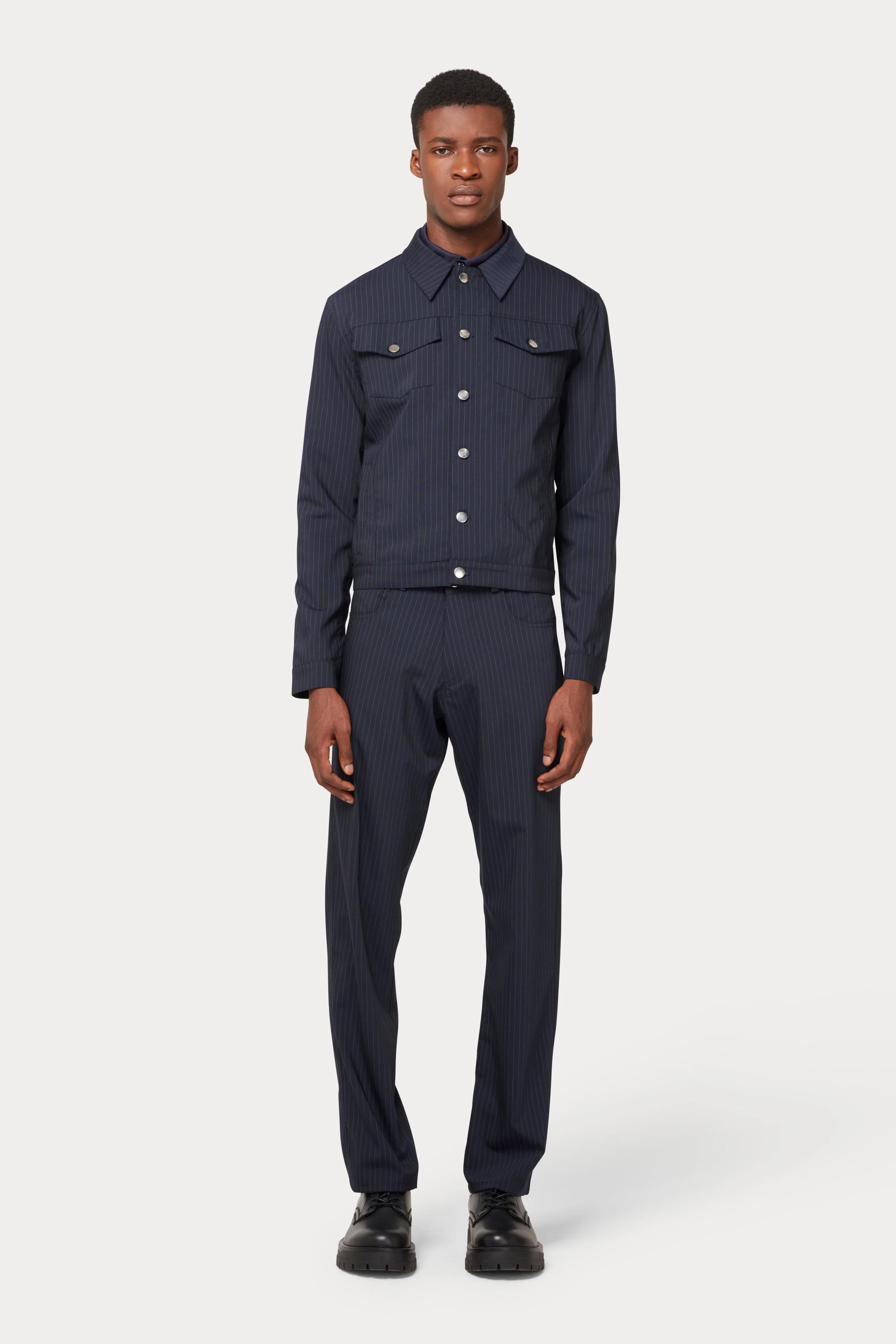 PINSTRIPE DENIM CUT JACKET