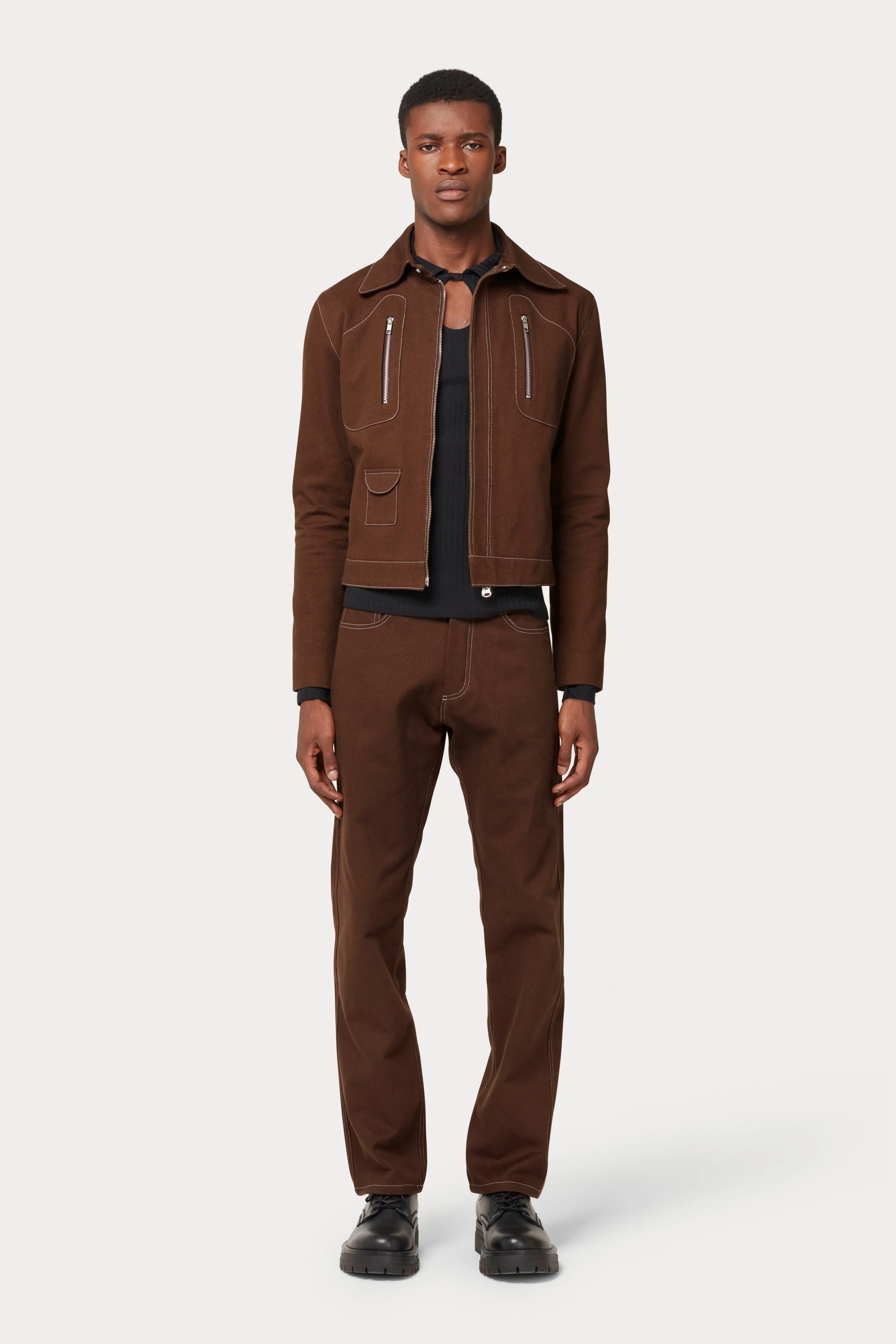 BIKER JACKET IN BROWN