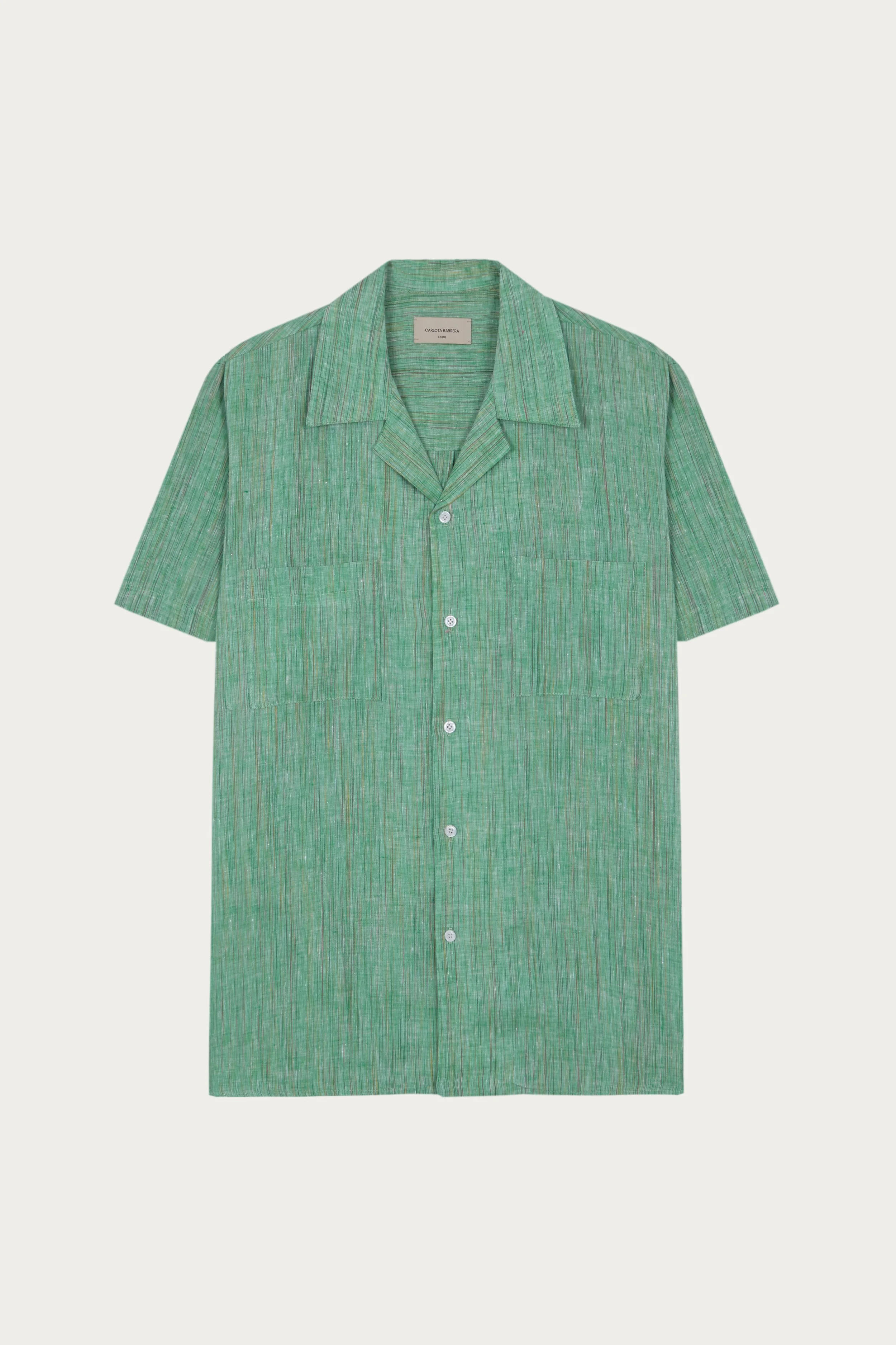 CB - Linen shirt short sleeve green front.jpg
