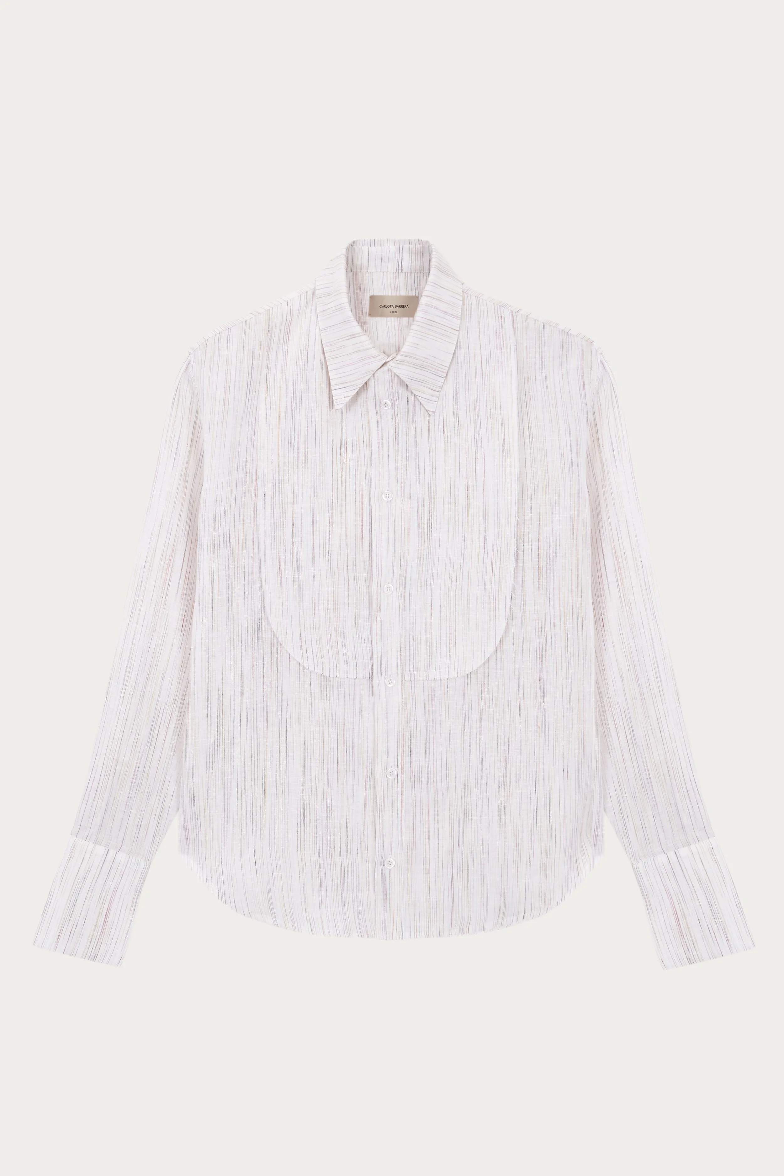 Tuxedo shirt with frayed bib