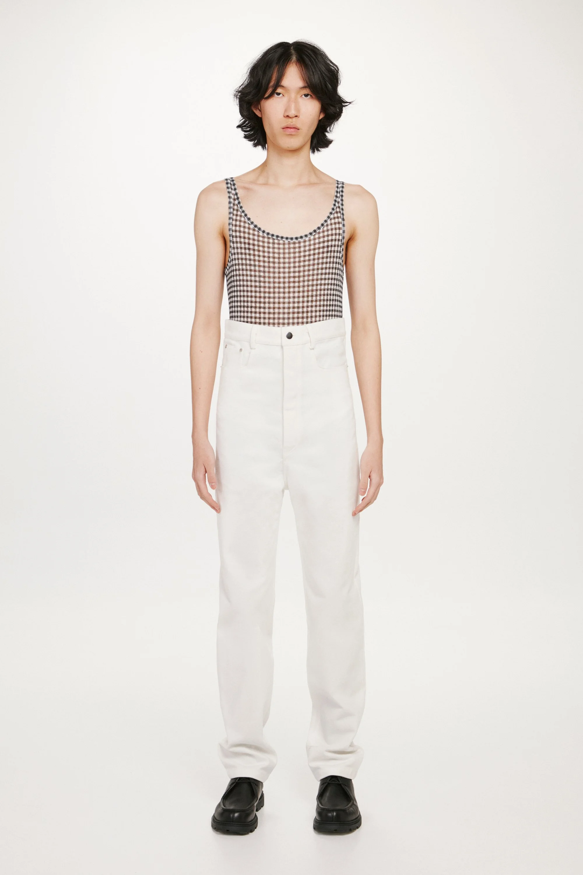 GINGHAM BODYSUIT BLACK AND WHITE