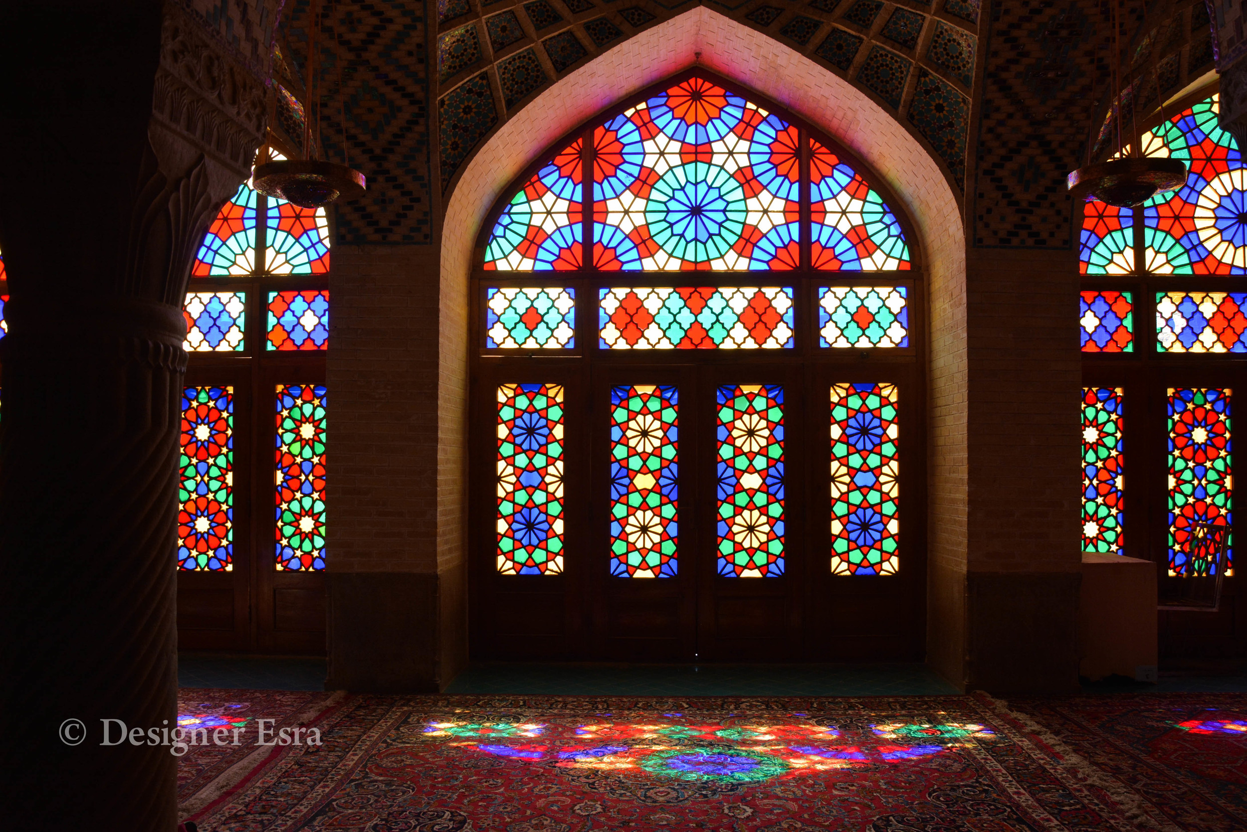 Stain glass reflection in Nasir Almulk Mosque ( Pink Mosque)