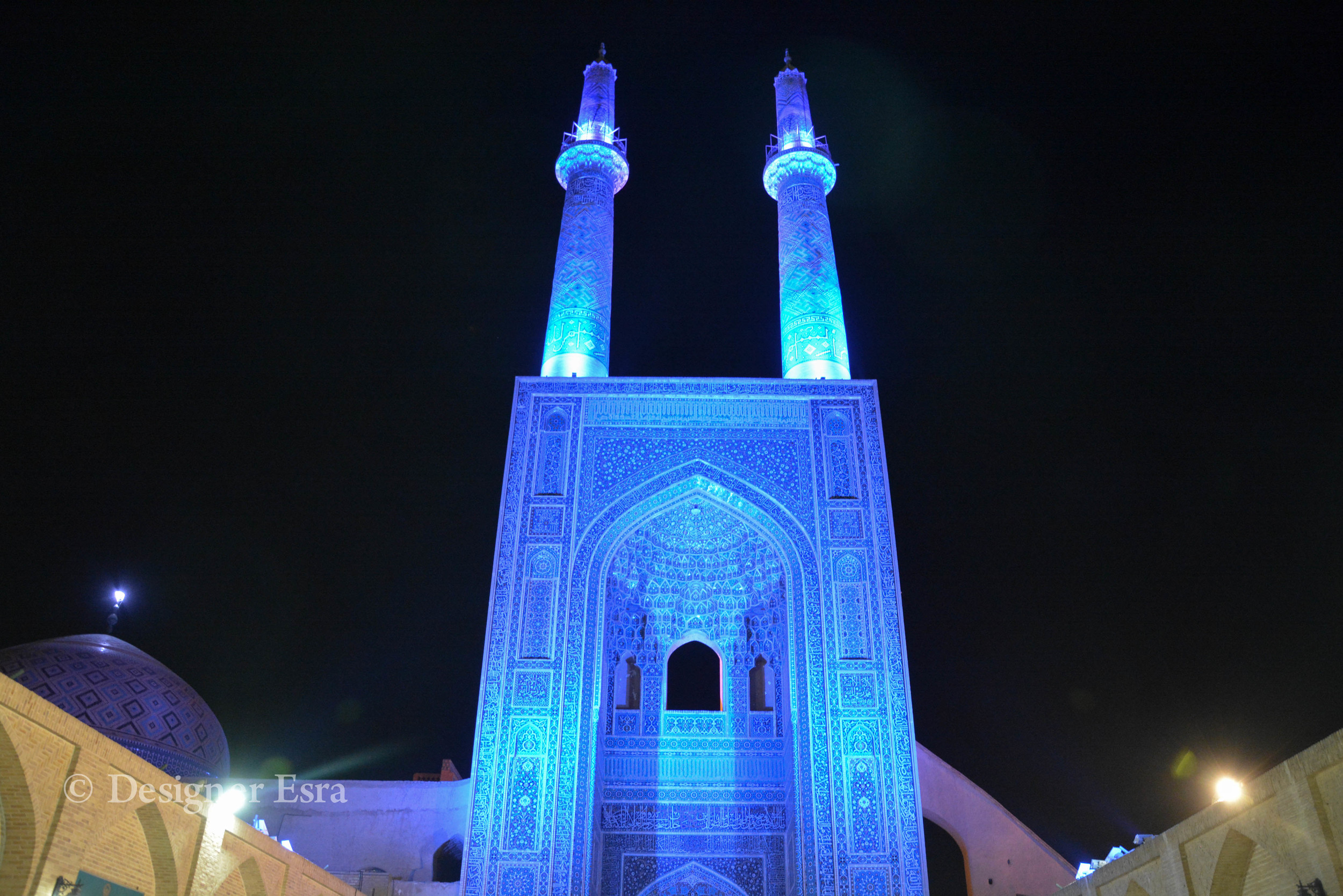 Jame'a / Friday Mosque in Yazd, Iran at night