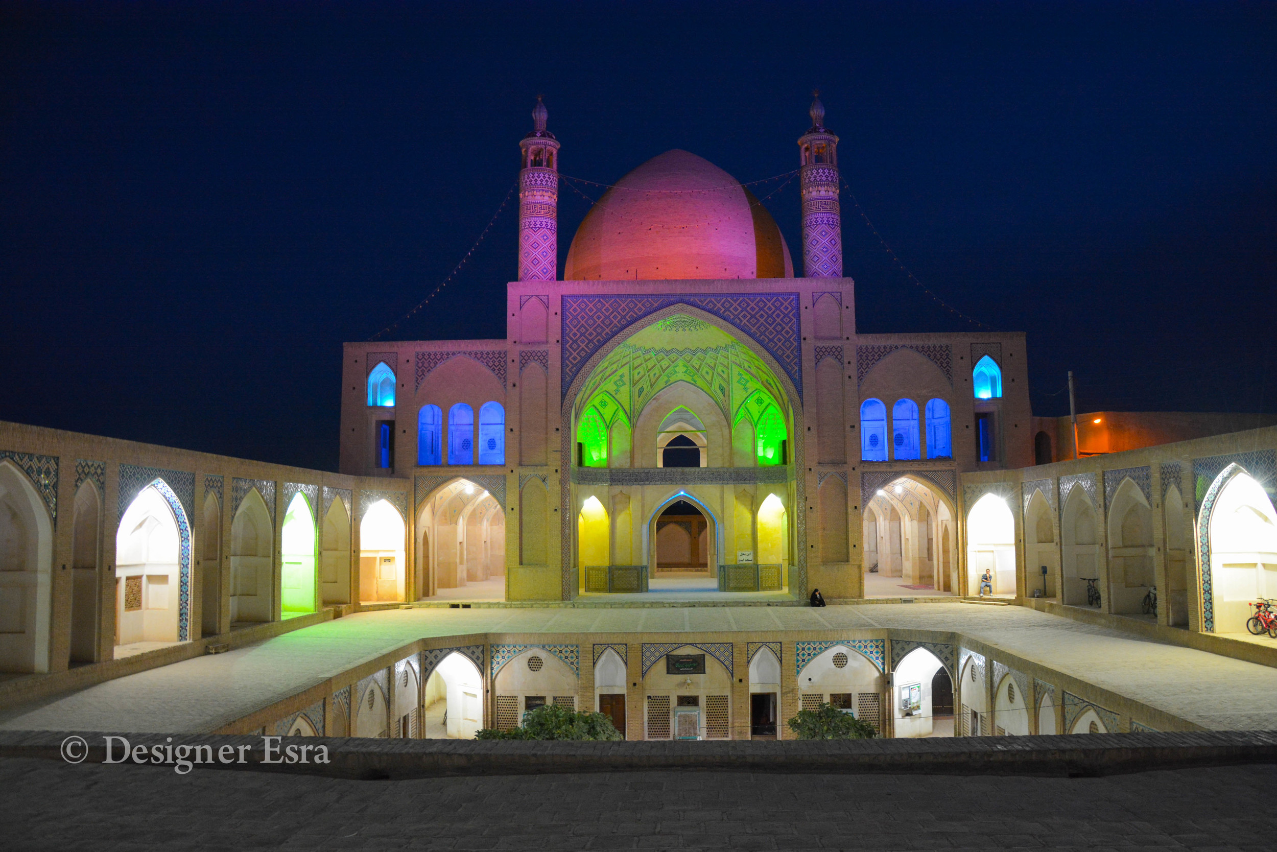 Agha Bozorg Mosque in Kashan, Iran at night
