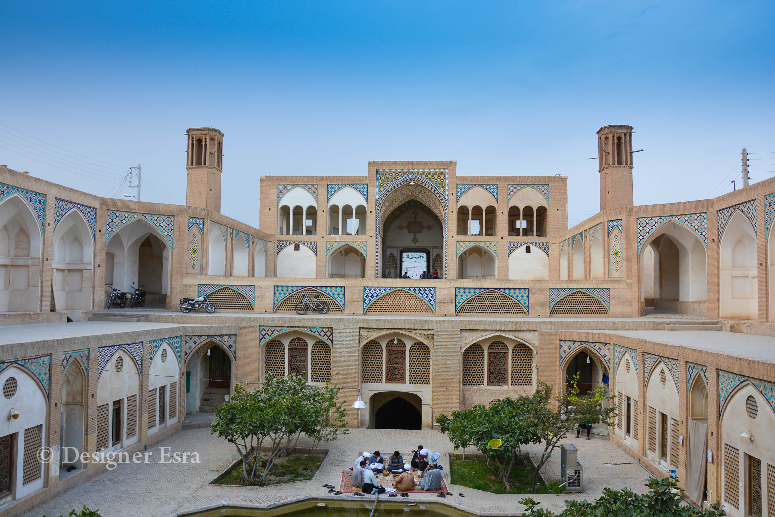 Agha Bozorg Courtyard in Kashan, Iran at night