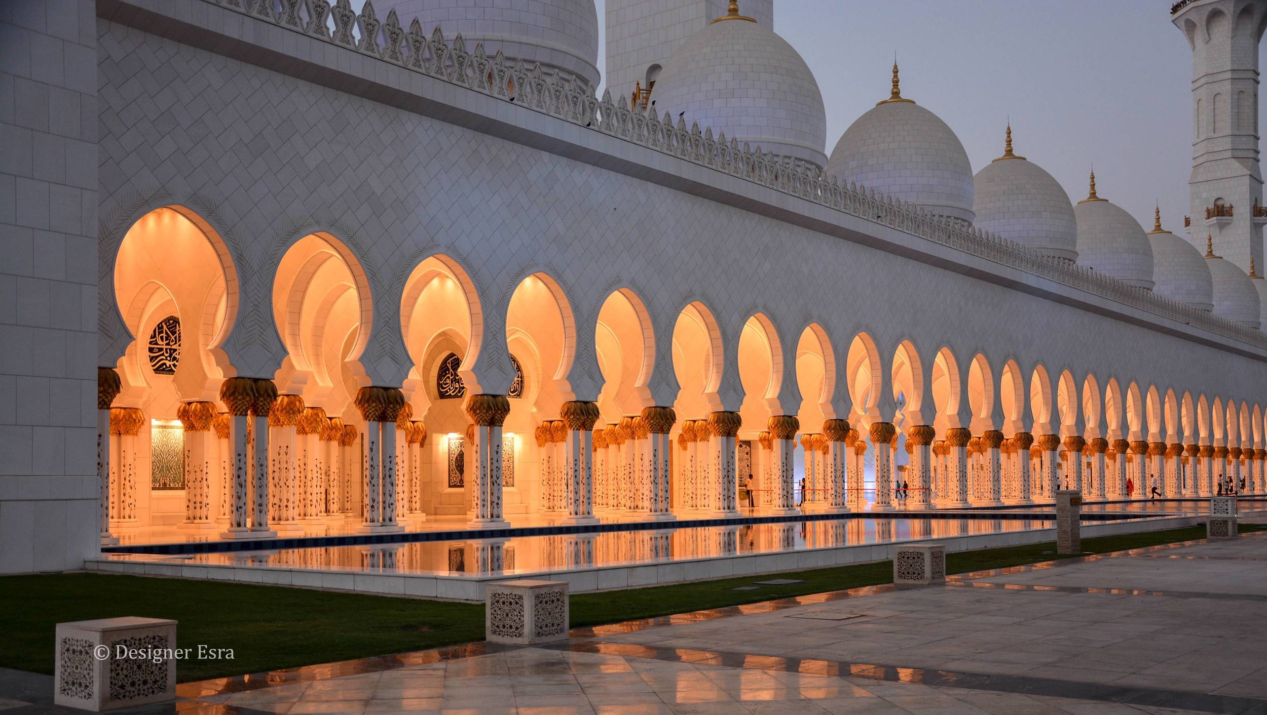 Sheikh Zayed Grand Mosque's white arches and domes