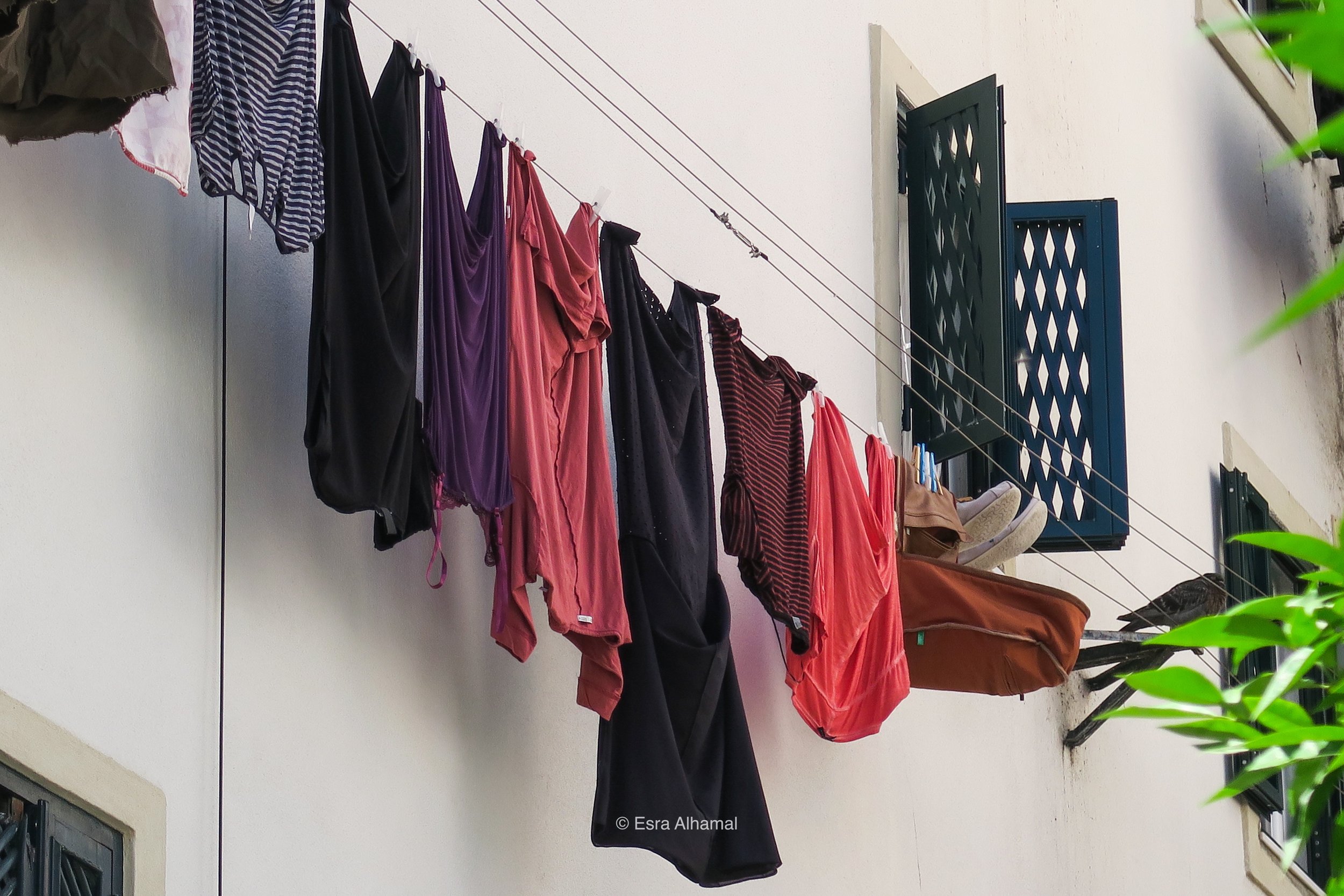 Colourful Clothes hung in Lisbon 