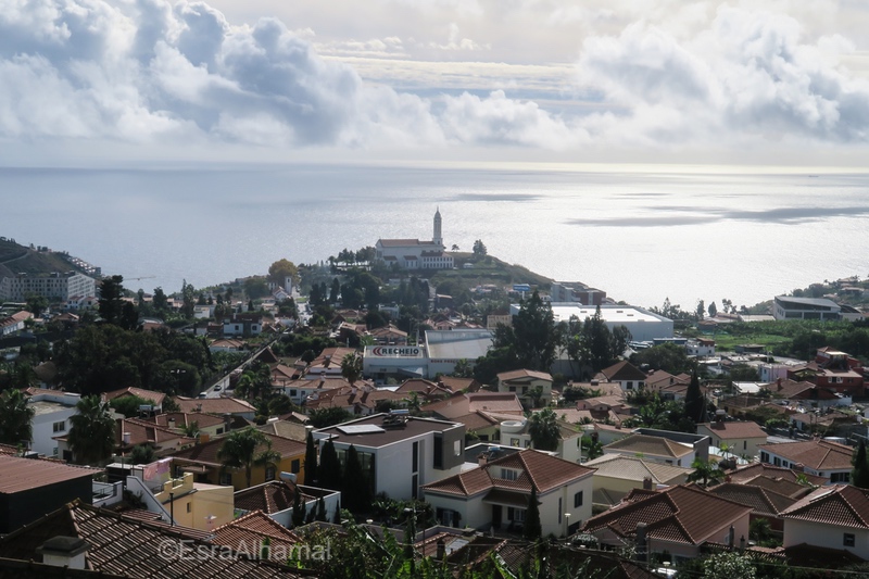 View point in Madeira with a church in the distance 