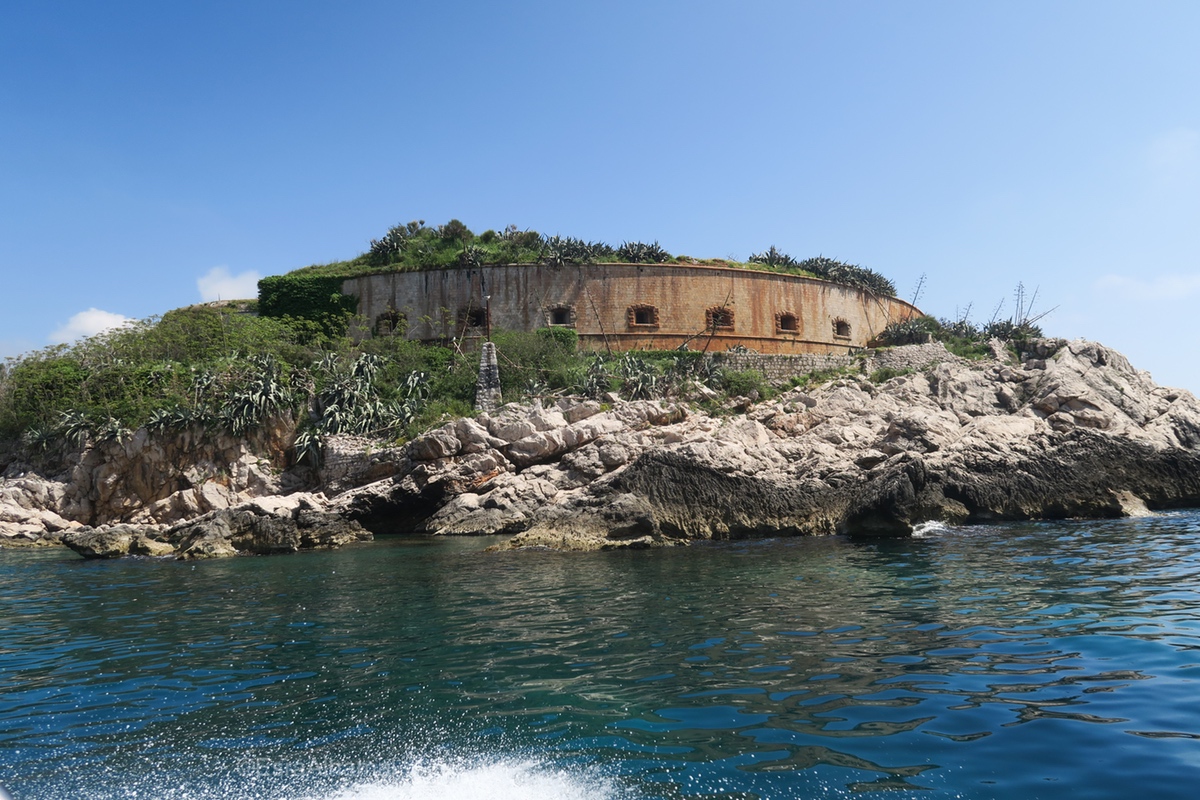 Closeup of Prison Island, Kotor, Montenegro