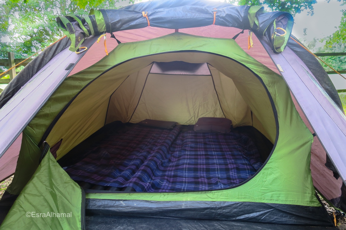Inside a two man tent