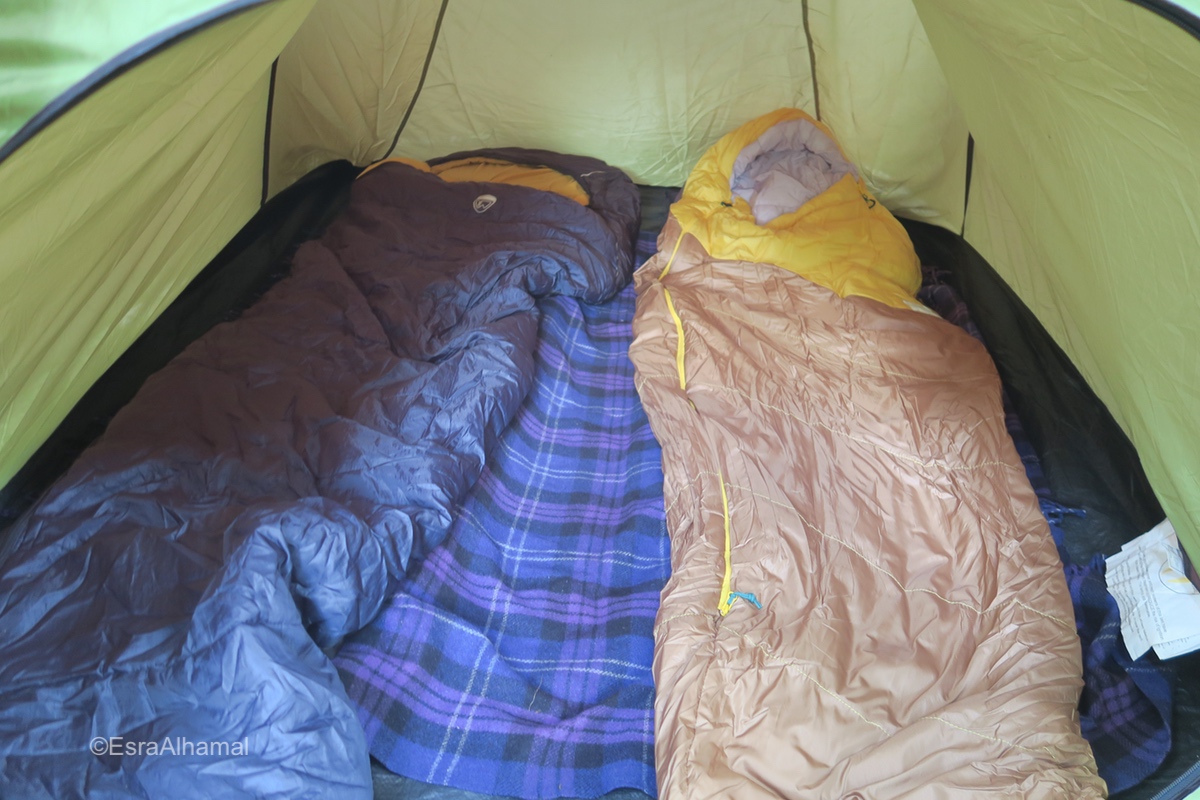 Camping Sleeping bag and Camping setup inside the tent